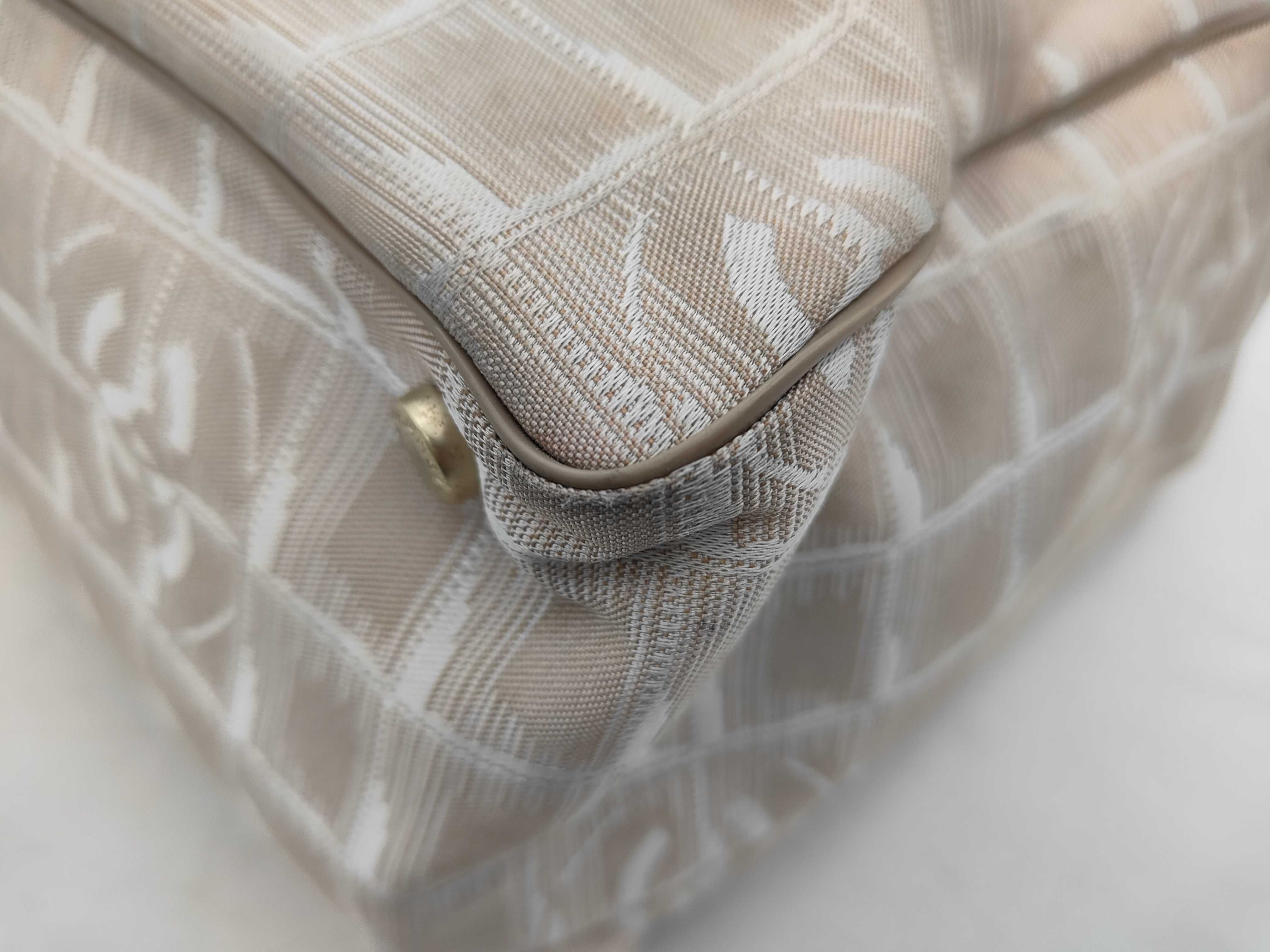 New Travel Line Nylon x Leather Tote Bag, Beige, Gold Hardware, 8119679 (Serial Number 8-series), Handbag — view 6
