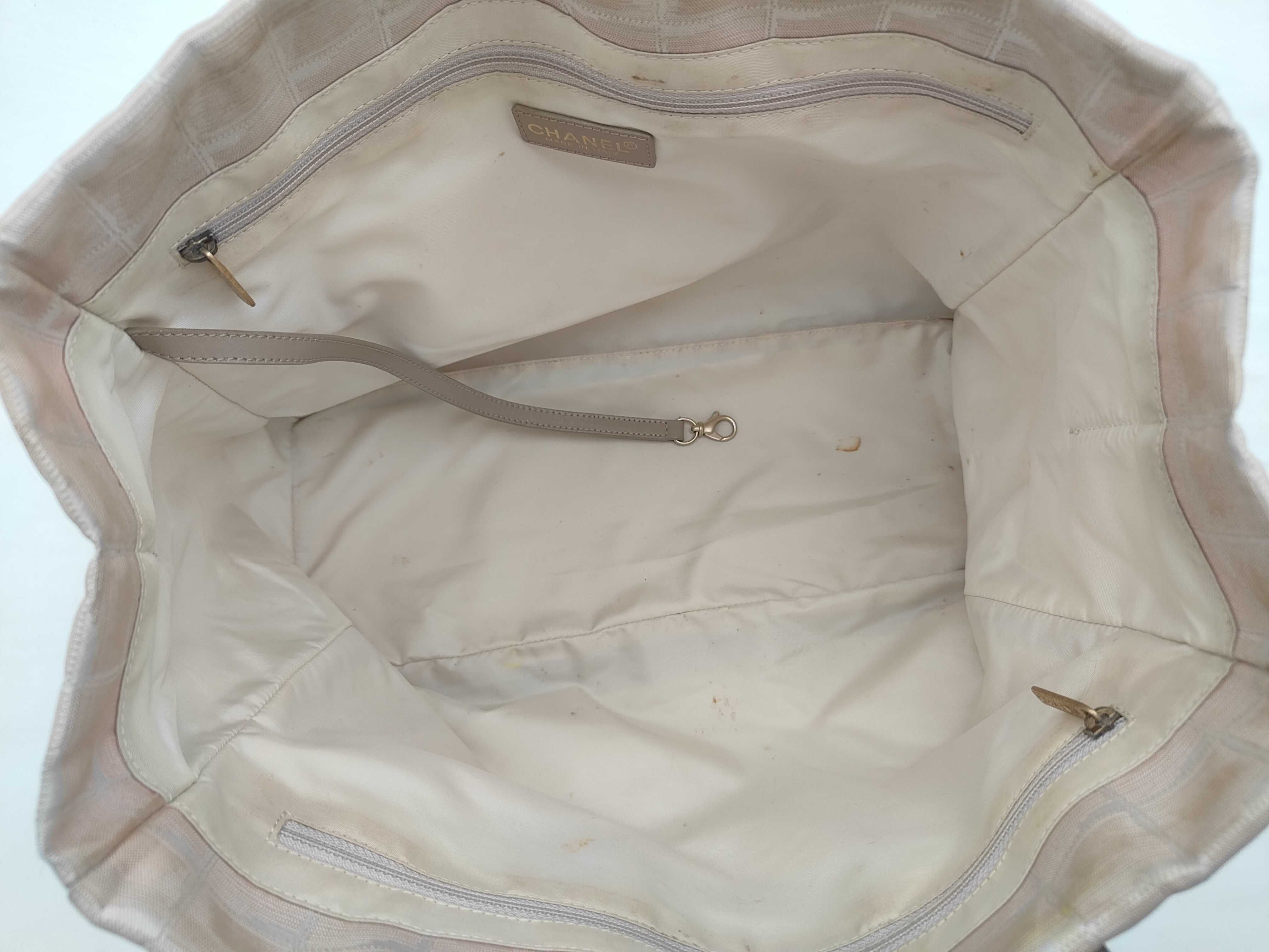 New Travel Line Nylon x Leather Tote Bag, Beige, Gold Hardware, 8119679 (Serial Number 8-series), Handbag — view 8