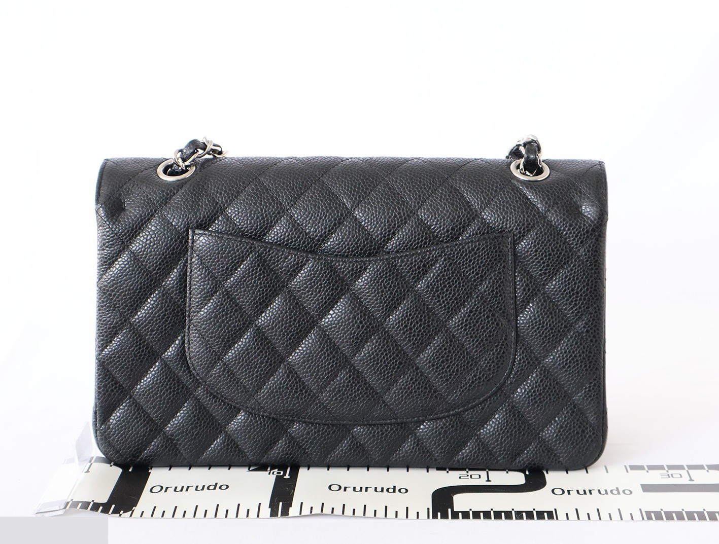 Caviar leather Matelassé 25 Double flap Double chain shoulder bag, black — view 2