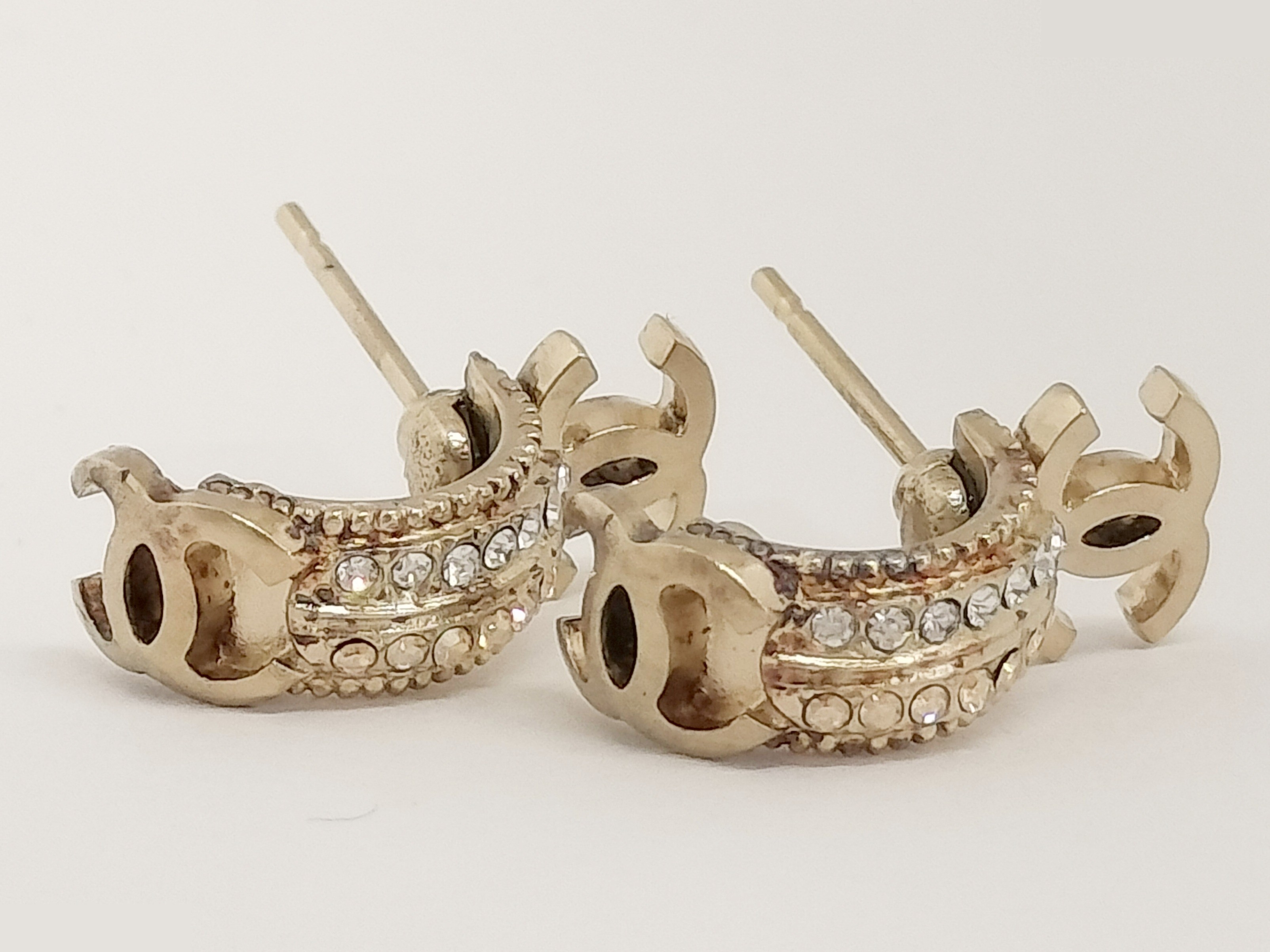 Coco Rhinestone Gold Earrings — view 3