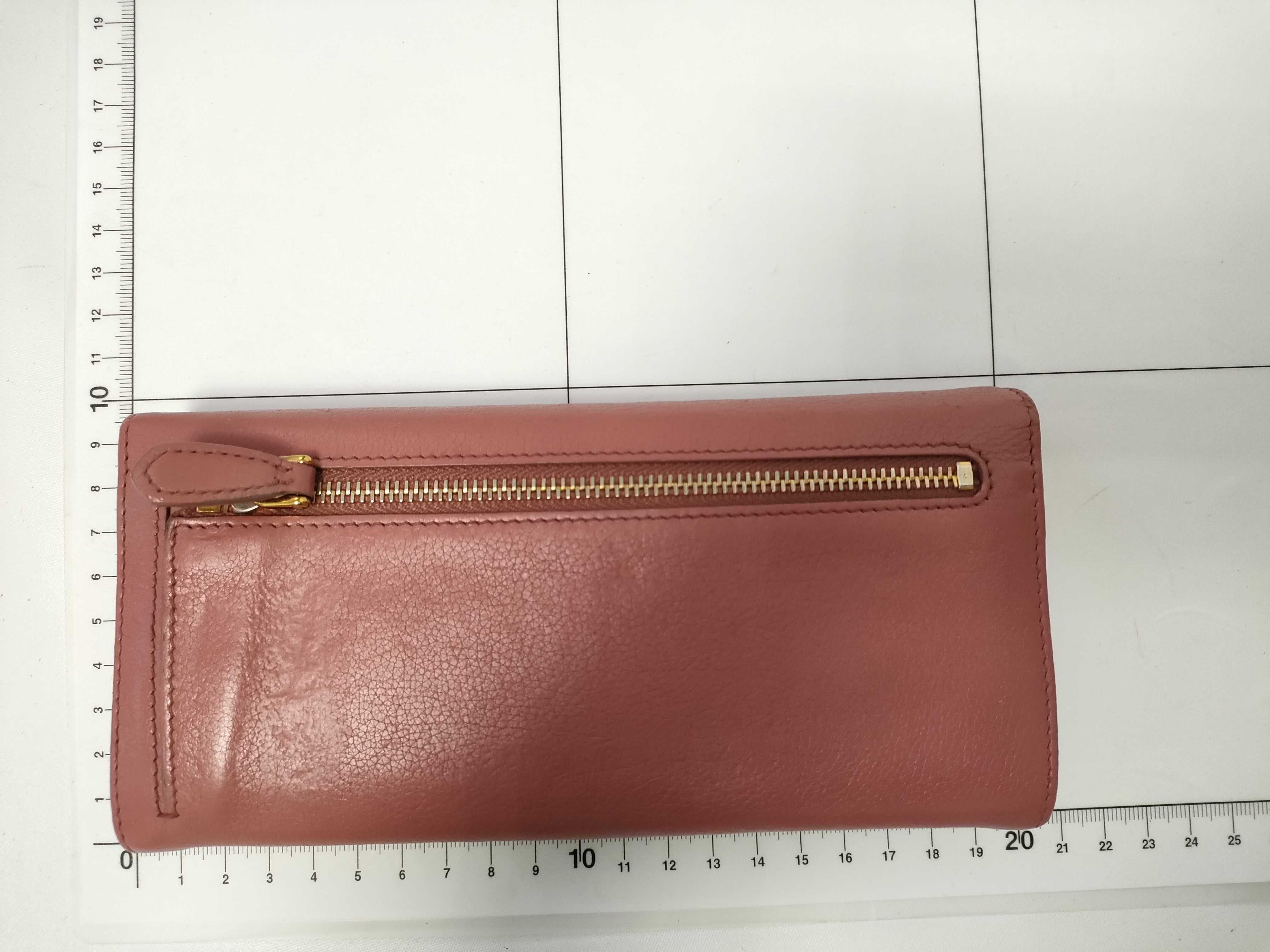 1MH132 Triangle Logo Long Wallet, Leather, Pink, with Card Case — view 2