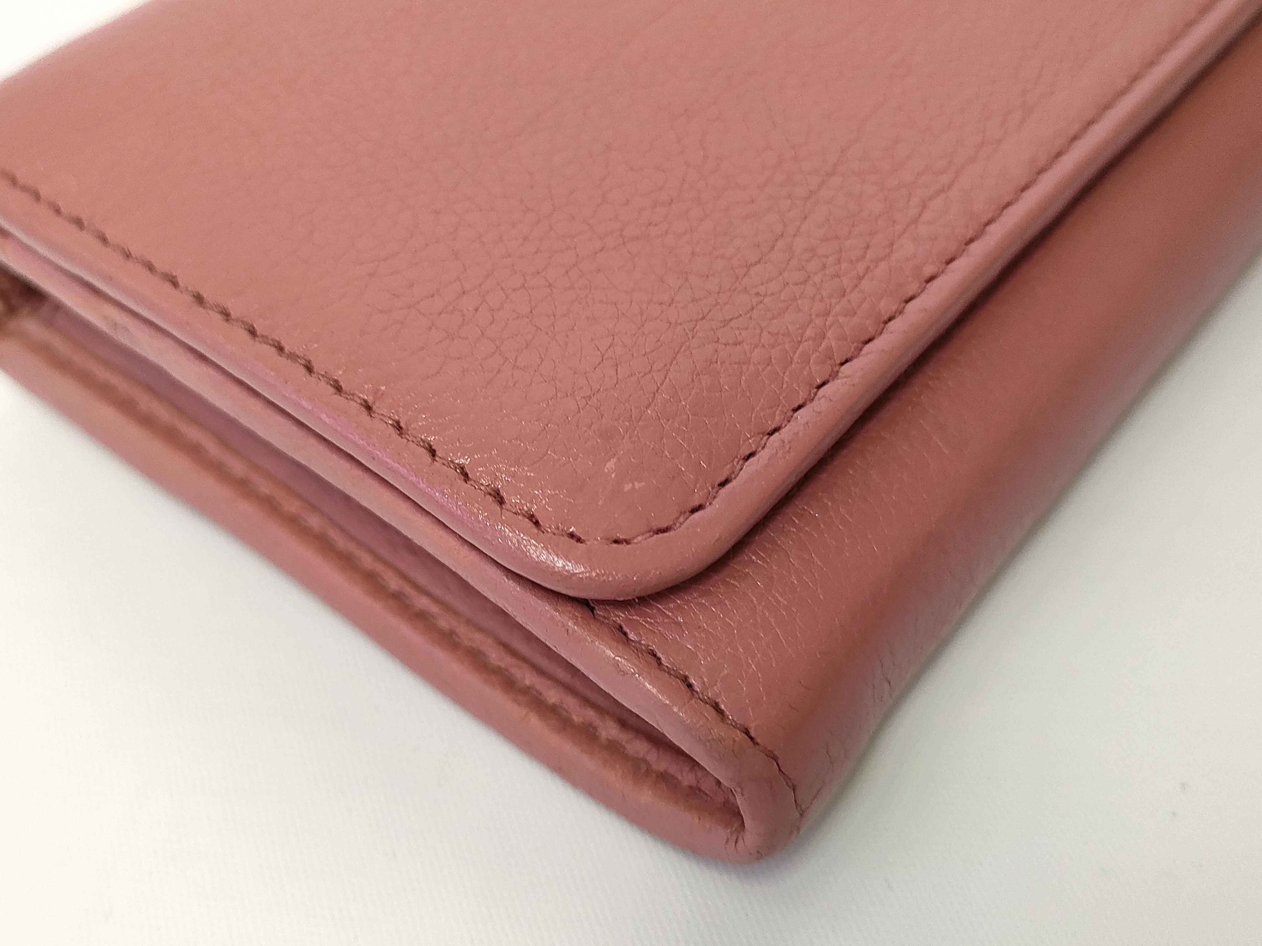 1MH132 Triangle Logo Long Wallet, Leather, Pink, with Card Case — view 6
