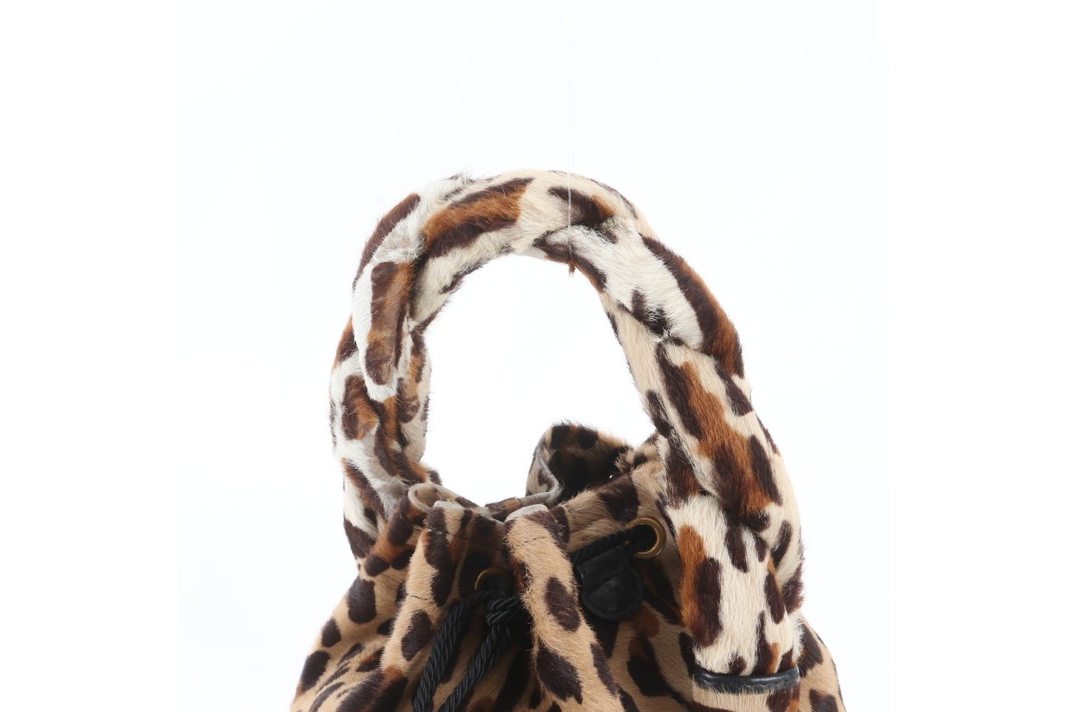 Calf hair leopard print leather handbag (8BR554) — view 2