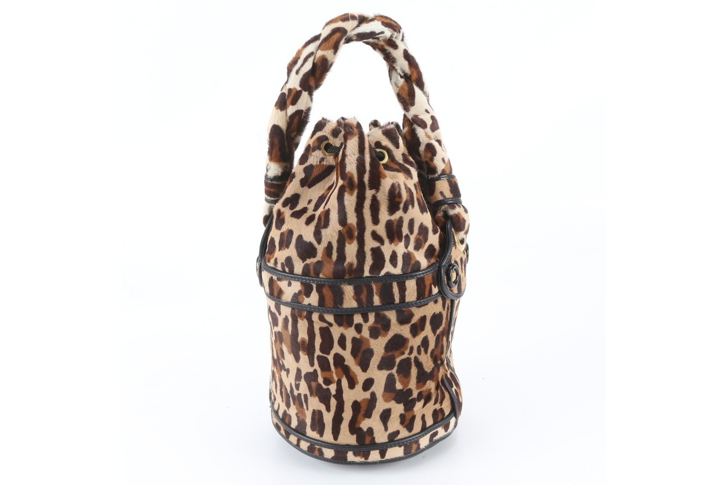 Calf hair leopard print leather handbag (8BR554) — view 3