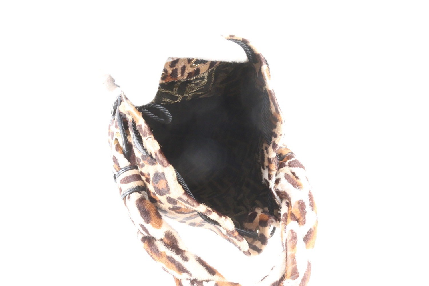 Calf hair leopard print leather handbag (8BR554) — view 7
