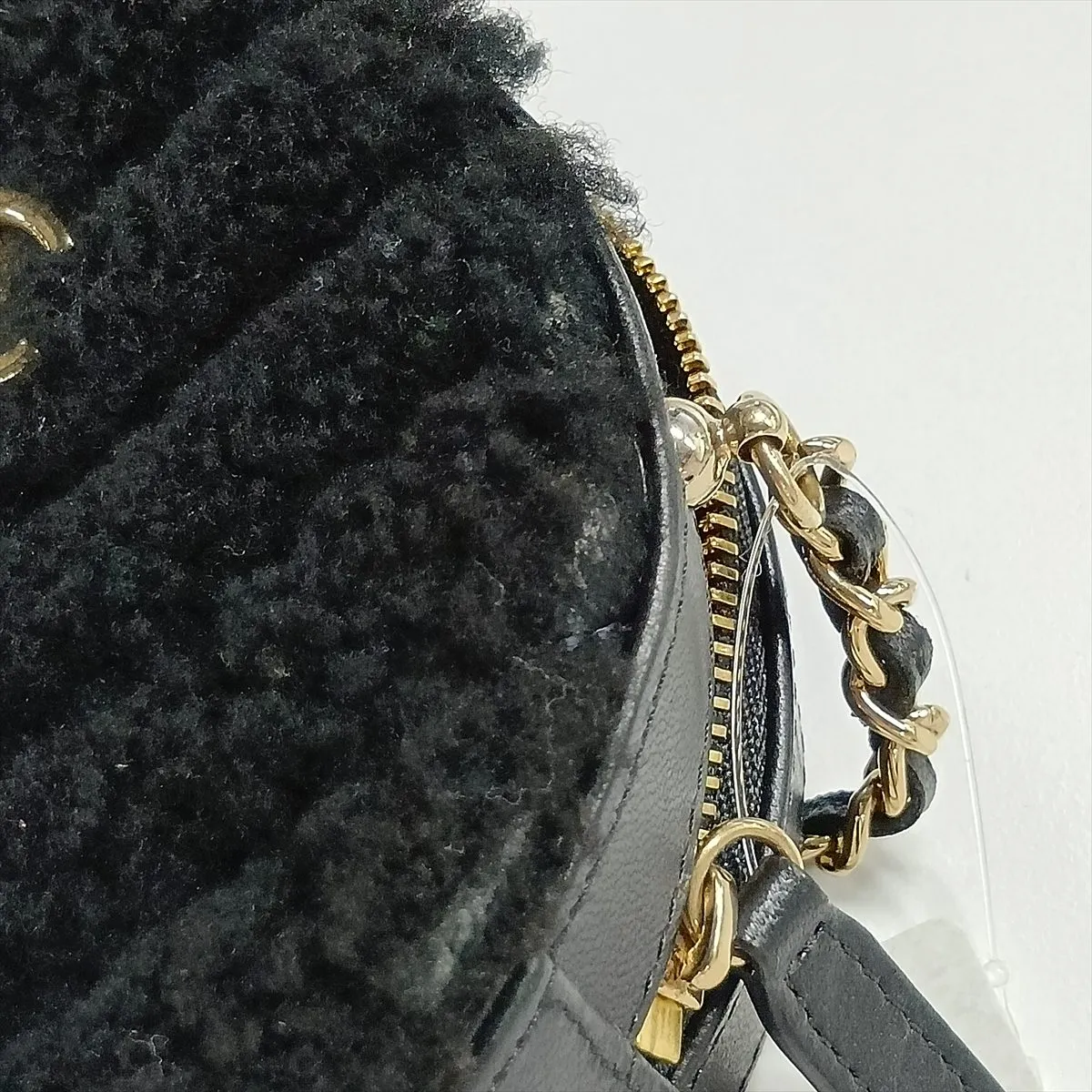 Chevron Boa x Lambskin Chain Shoulder Bag, Round, Black with Gold Hardware, 28969394 (Serial Number 28) — view 10