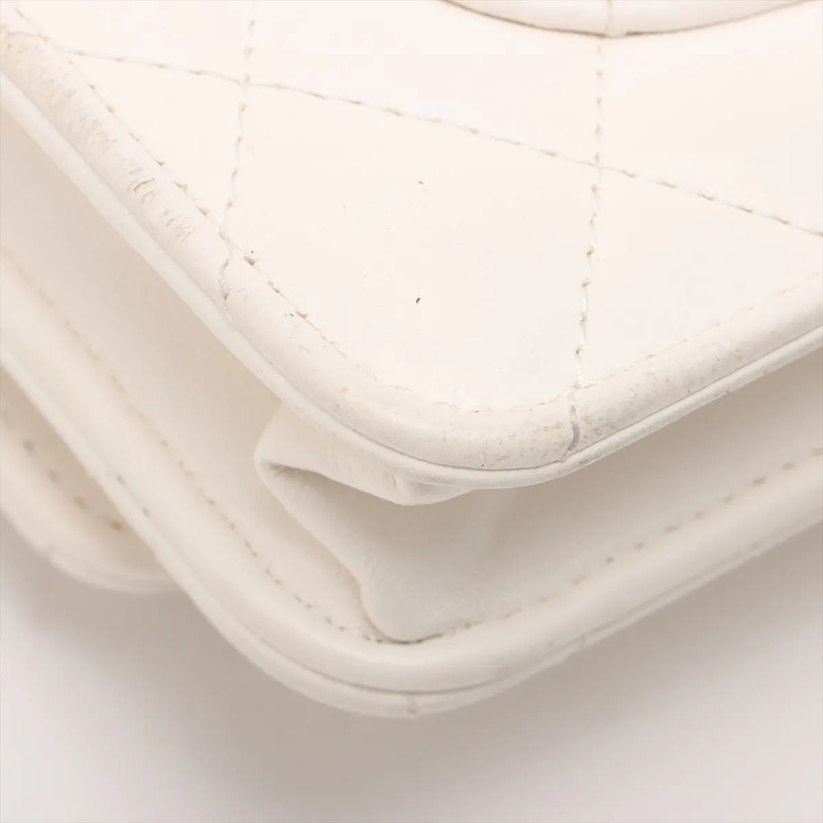 Matelassé Lambskin 2-Way Shoulder Bag, Top Handle, Pearl White, Gold Hardware, K76N62LG, Random Plate — view 14