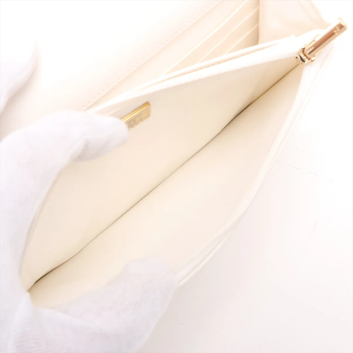 Matelassé Lambskin 2-Way Shoulder Bag, Top Handle, Pearl White, Gold Hardware, K76N62LG, Random Plate — view 10