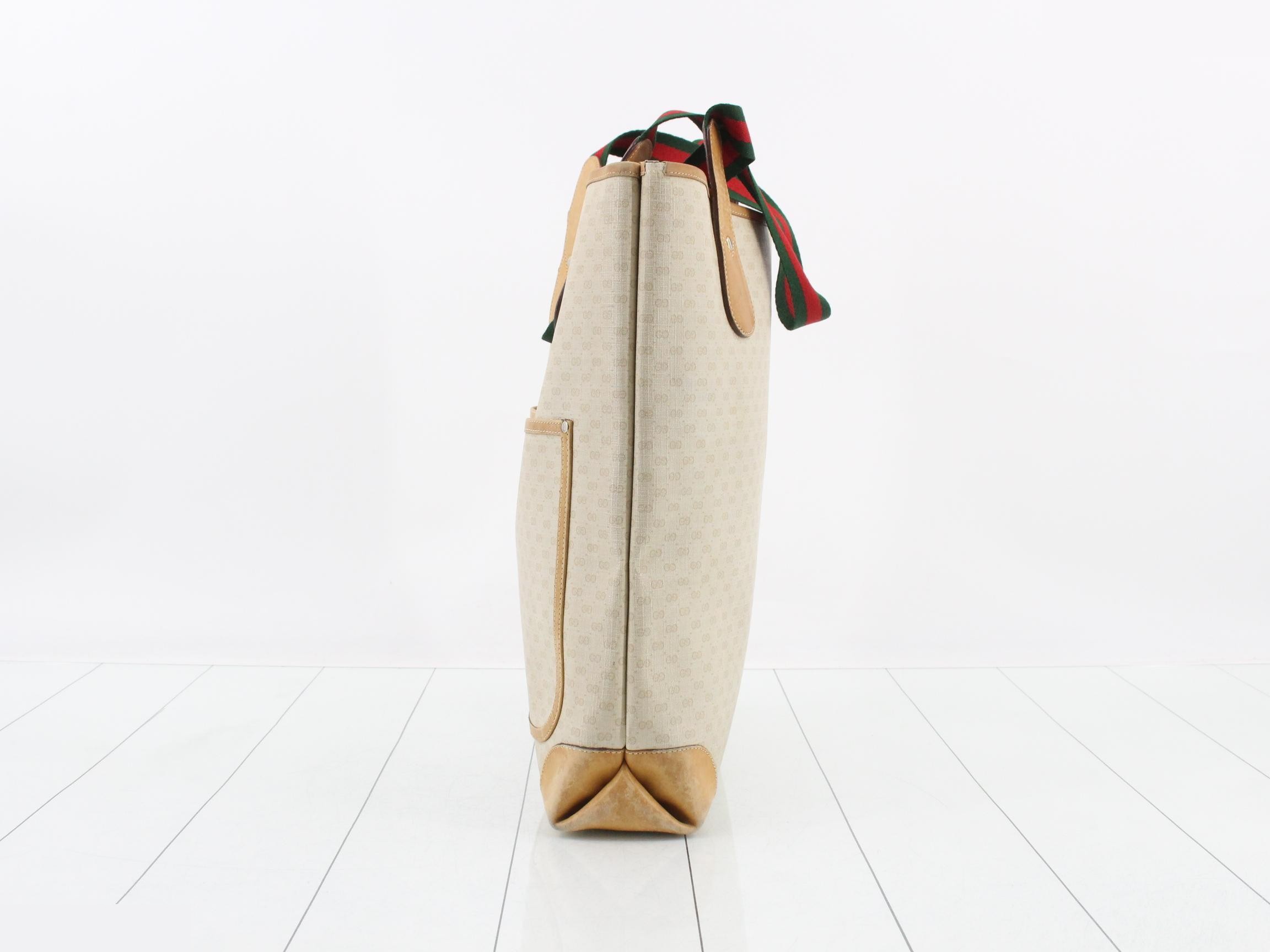 Micro GG Plus Tote Bag, PVC, Beige — view 3