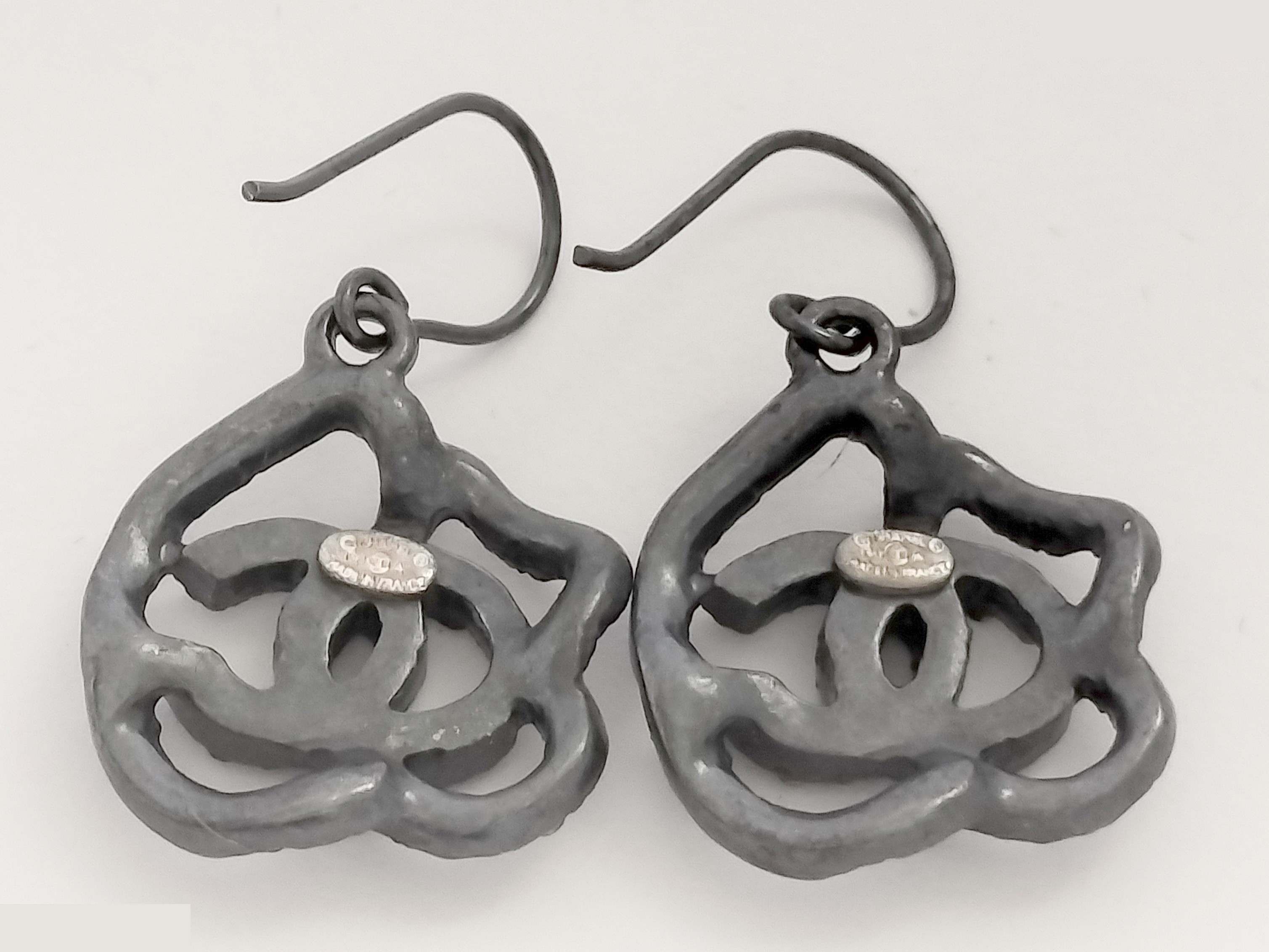 Coco Camellia Rhinestone Silver Earrings — view 3