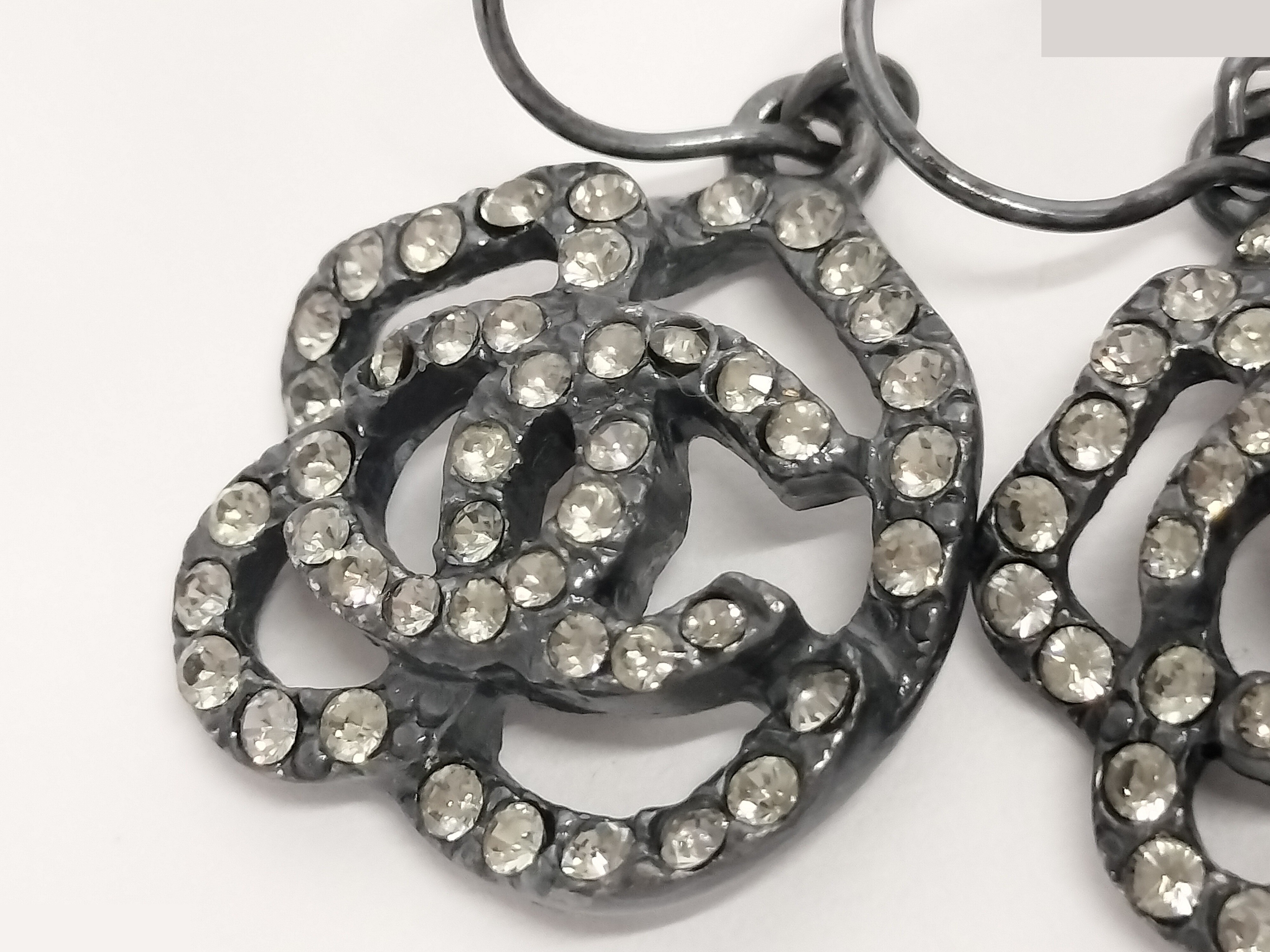 Coco Camellia Rhinestone Silver Earrings — view 5