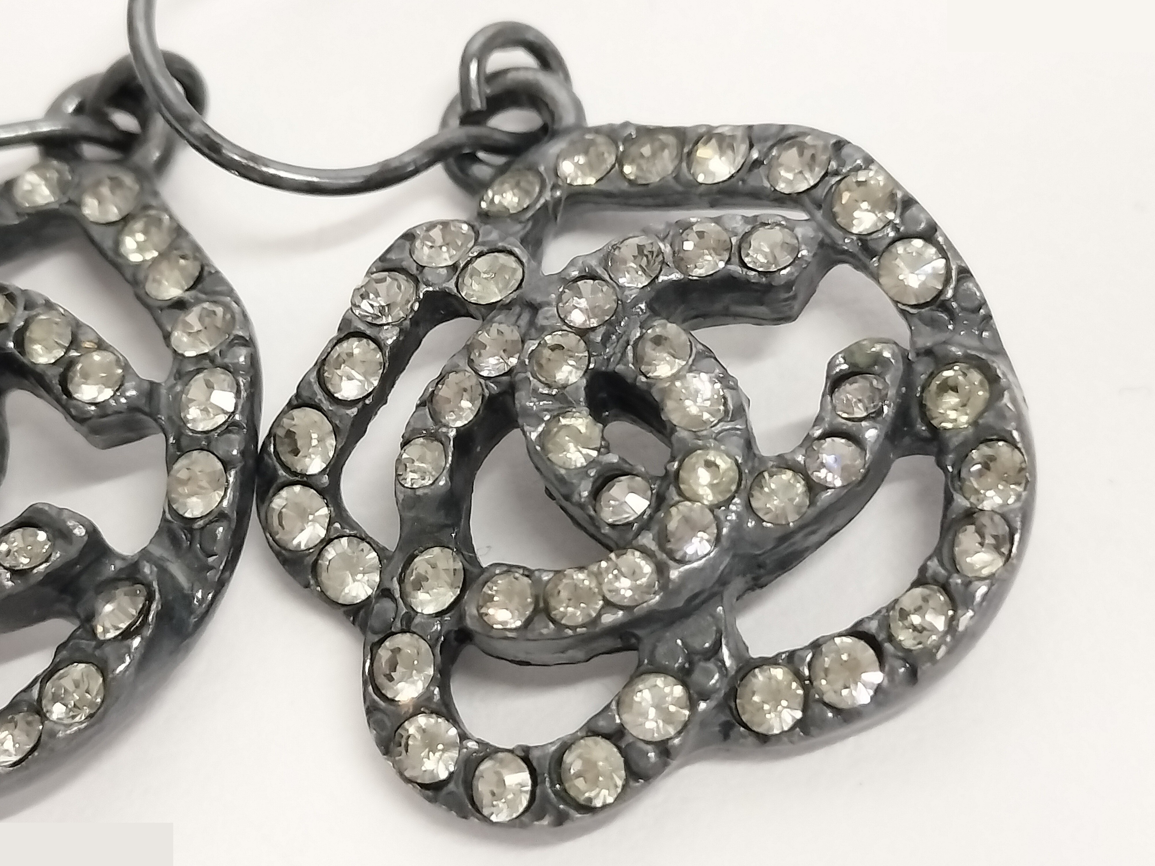 Coco Camellia Rhinestone Silver Earrings — view 6