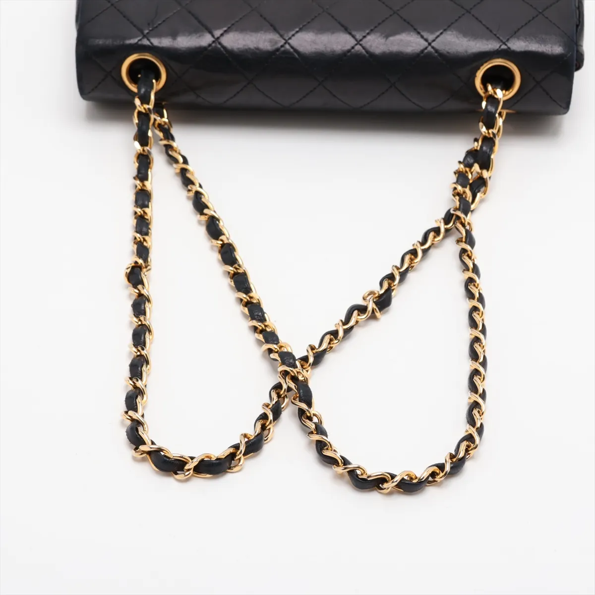 Matelassé 23 Small Lambskin Double Flap Double Chain Bag, Black with Gold Hardware, 1058338, Series 1, A01113 — view 5