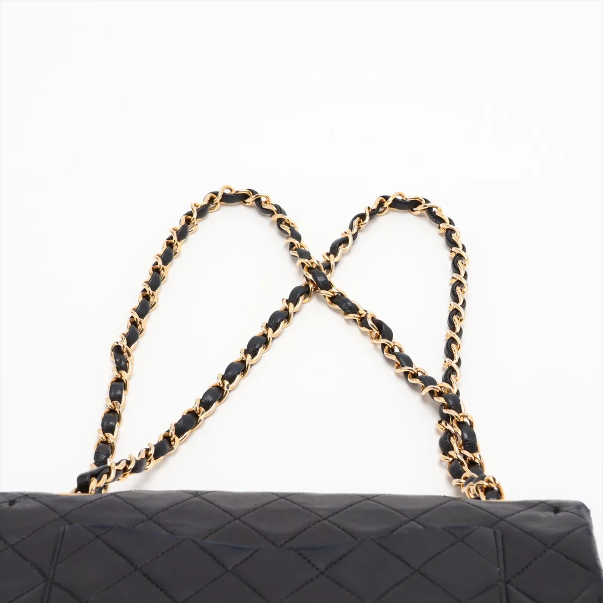 Matelassé 23 Small Lambskin Double Flap Double Chain Bag, Black with Gold Hardware, 1058338, Series 1, A01113 — view 6