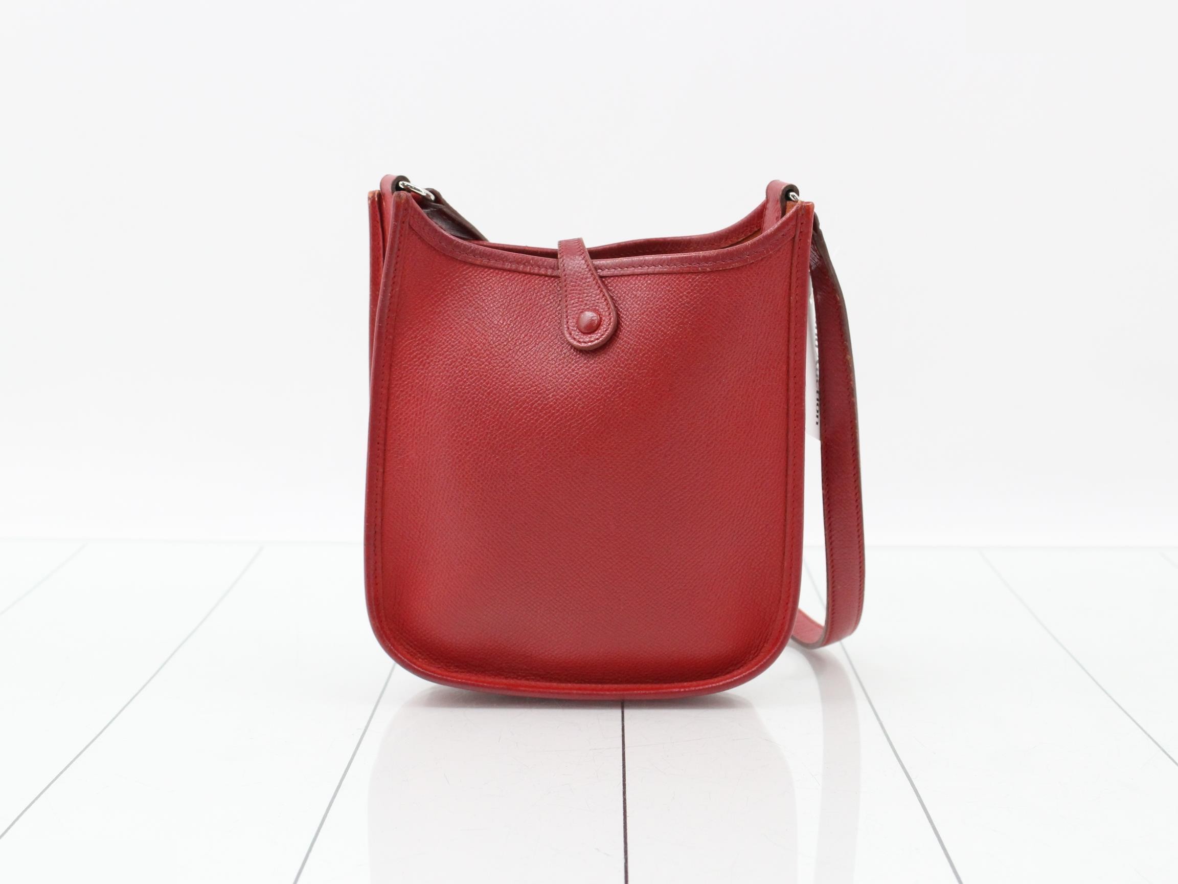Evelyn TPM Leather Shoulder Bag, H Stamp, Red — view 2
