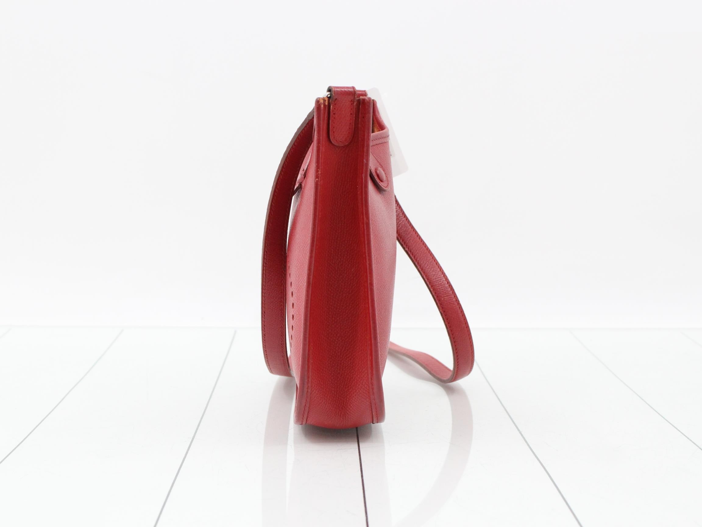 Evelyn TPM Leather Shoulder Bag, H Stamp, Red — view 3