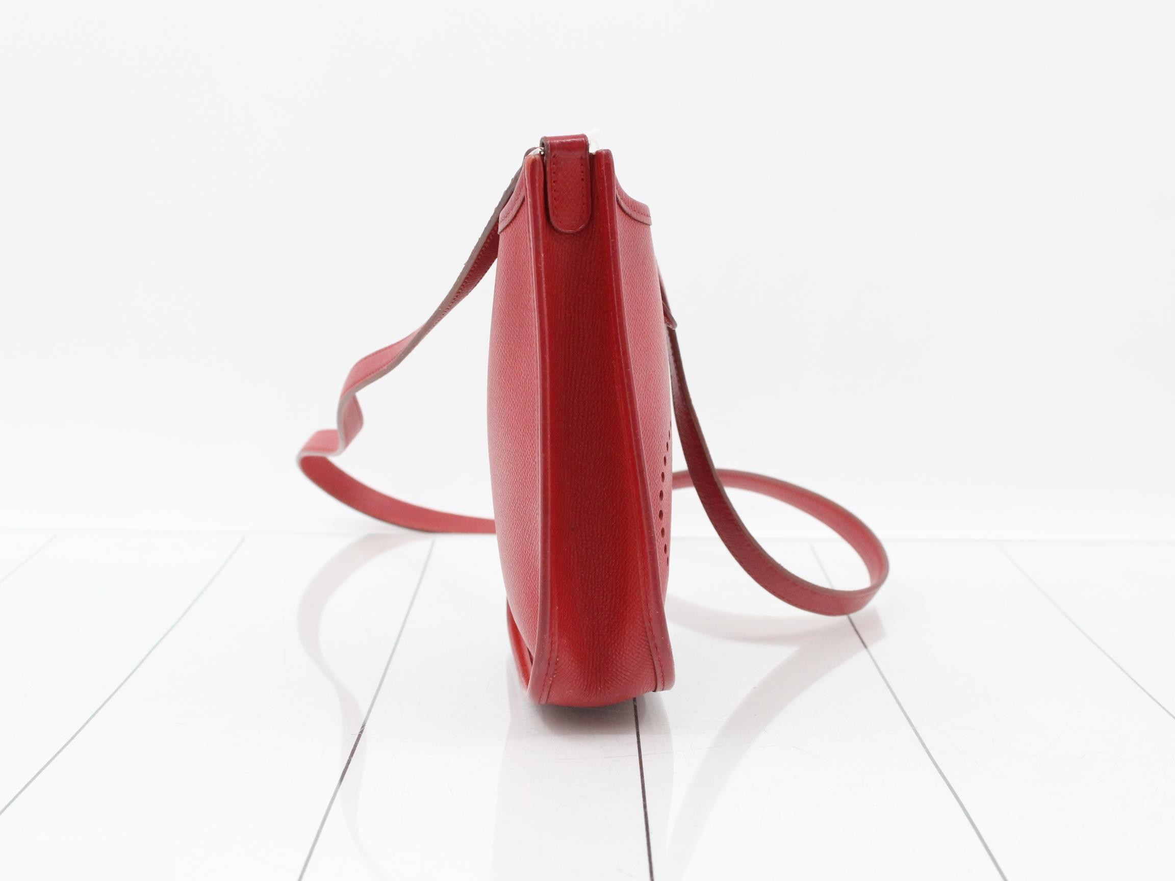 Evelyn TPM Leather Shoulder Bag, H Stamp, Red — view 4