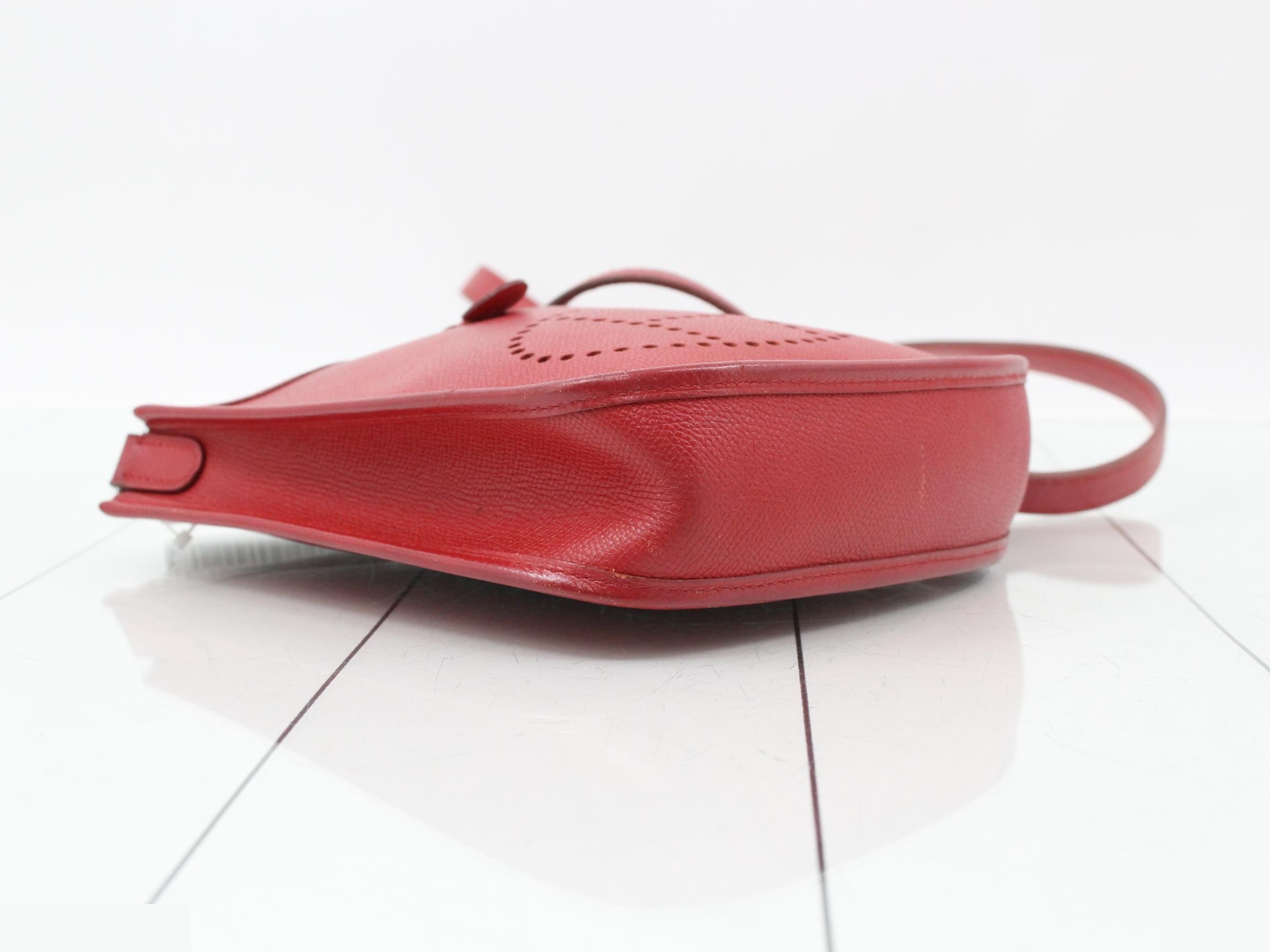 Evelyn TPM Leather Shoulder Bag, H Stamp, Red — view 5