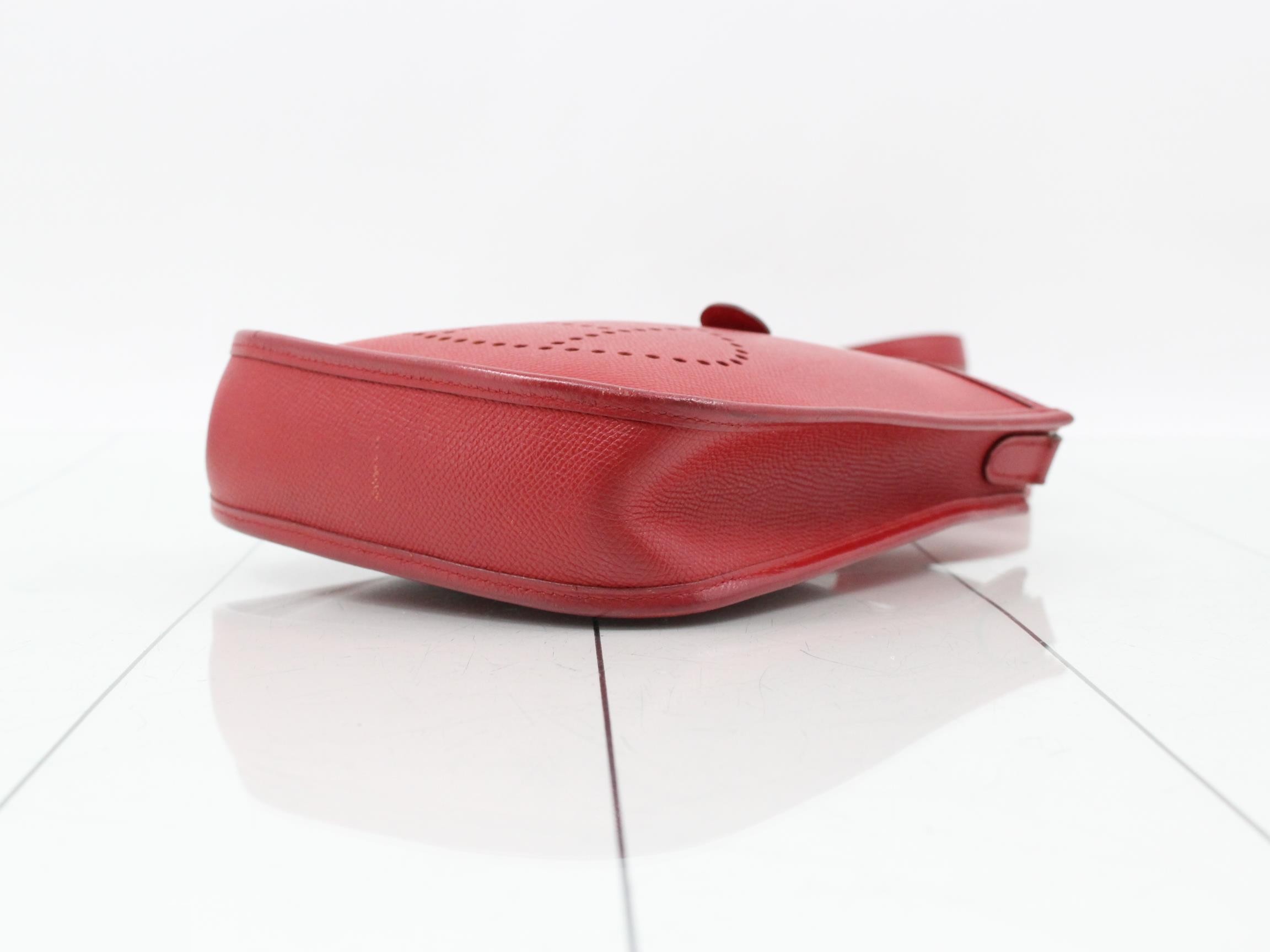 Evelyn TPM Leather Shoulder Bag, H Stamp, Red — view 6