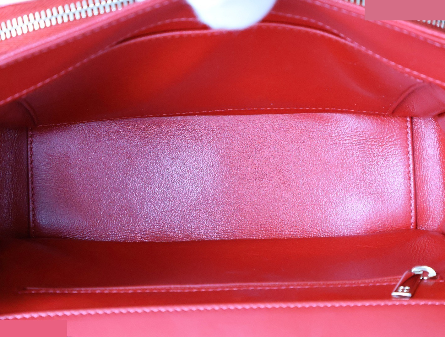 Caviar Skin Matelassé 2-Way Chain Shoulder Bag, Red — view 12