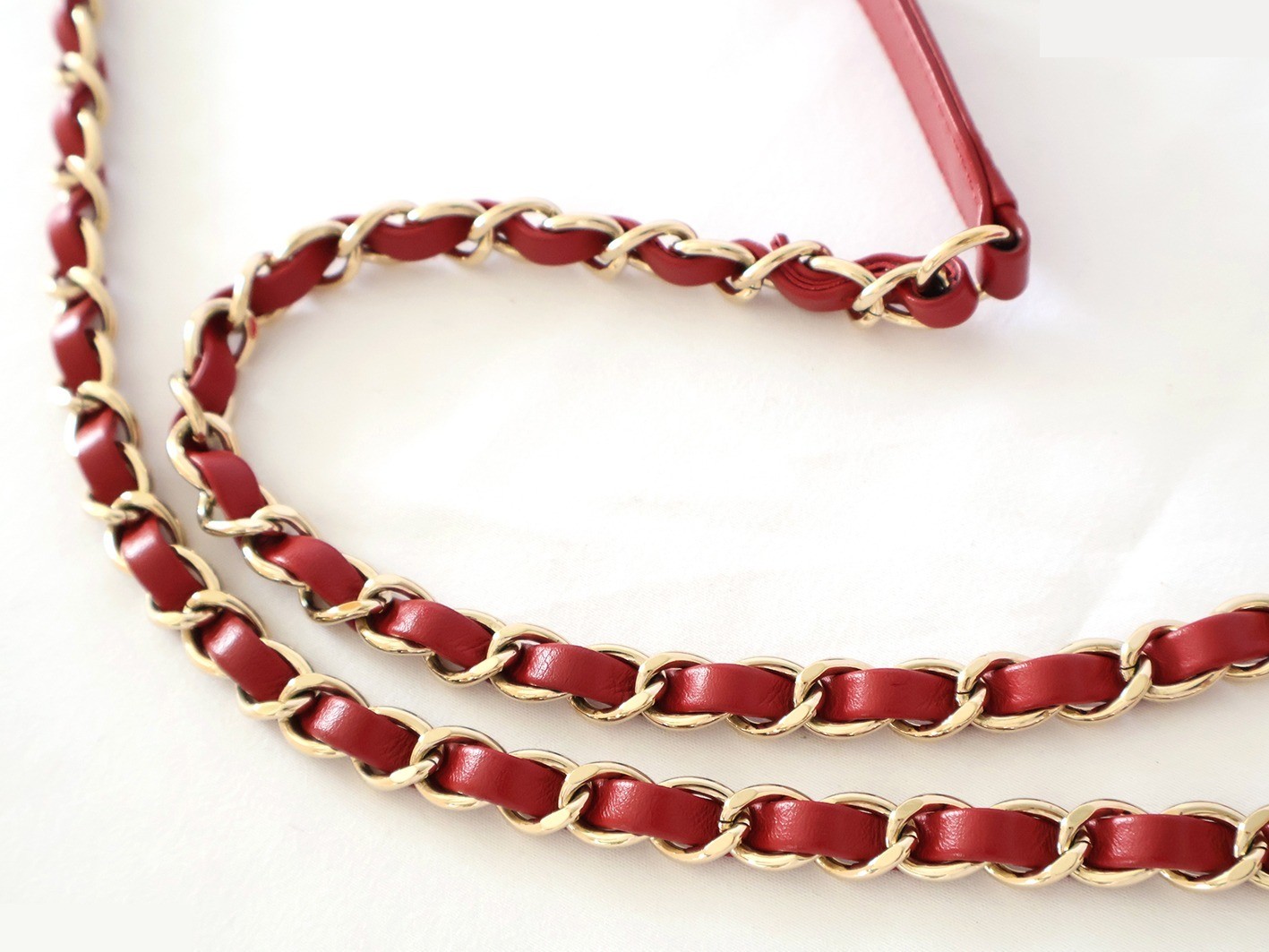 Caviar Skin Matelassé 2-Way Chain Shoulder Bag, Red — view 8
