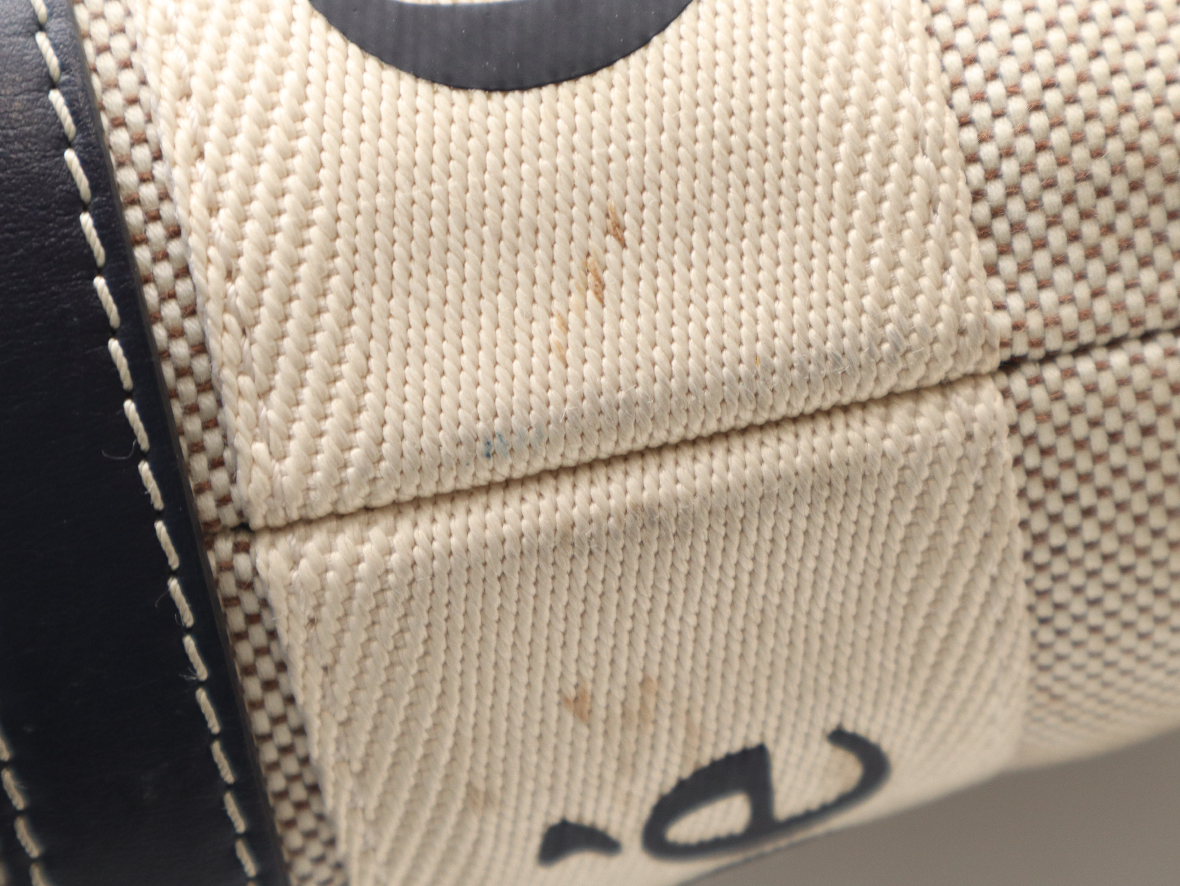 Woody 2-Way Handbag, Leather and Canvas, Beige Handbag — view 11