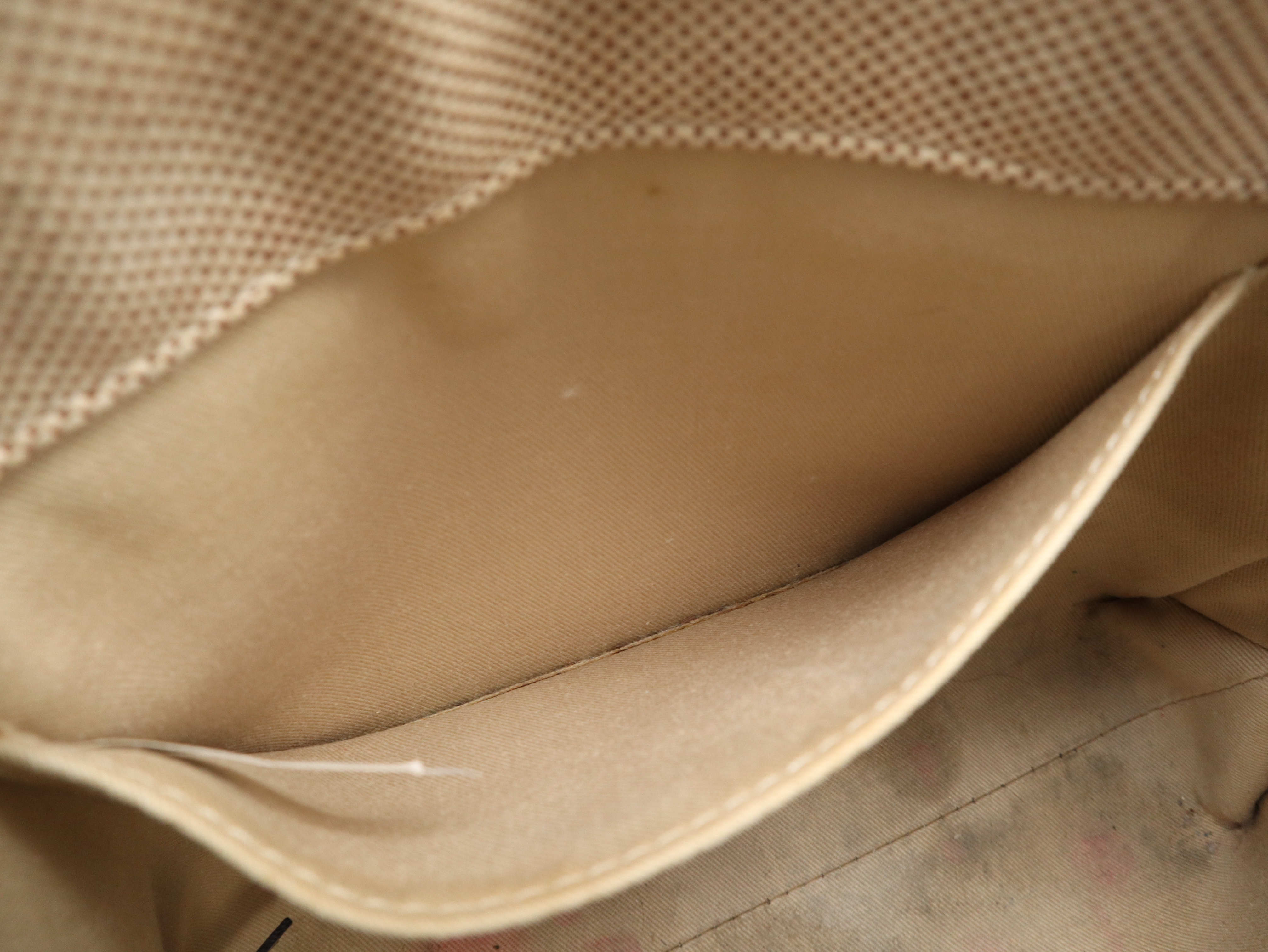 Woody 2-Way Handbag, Leather and Canvas, Beige Handbag — view 13
