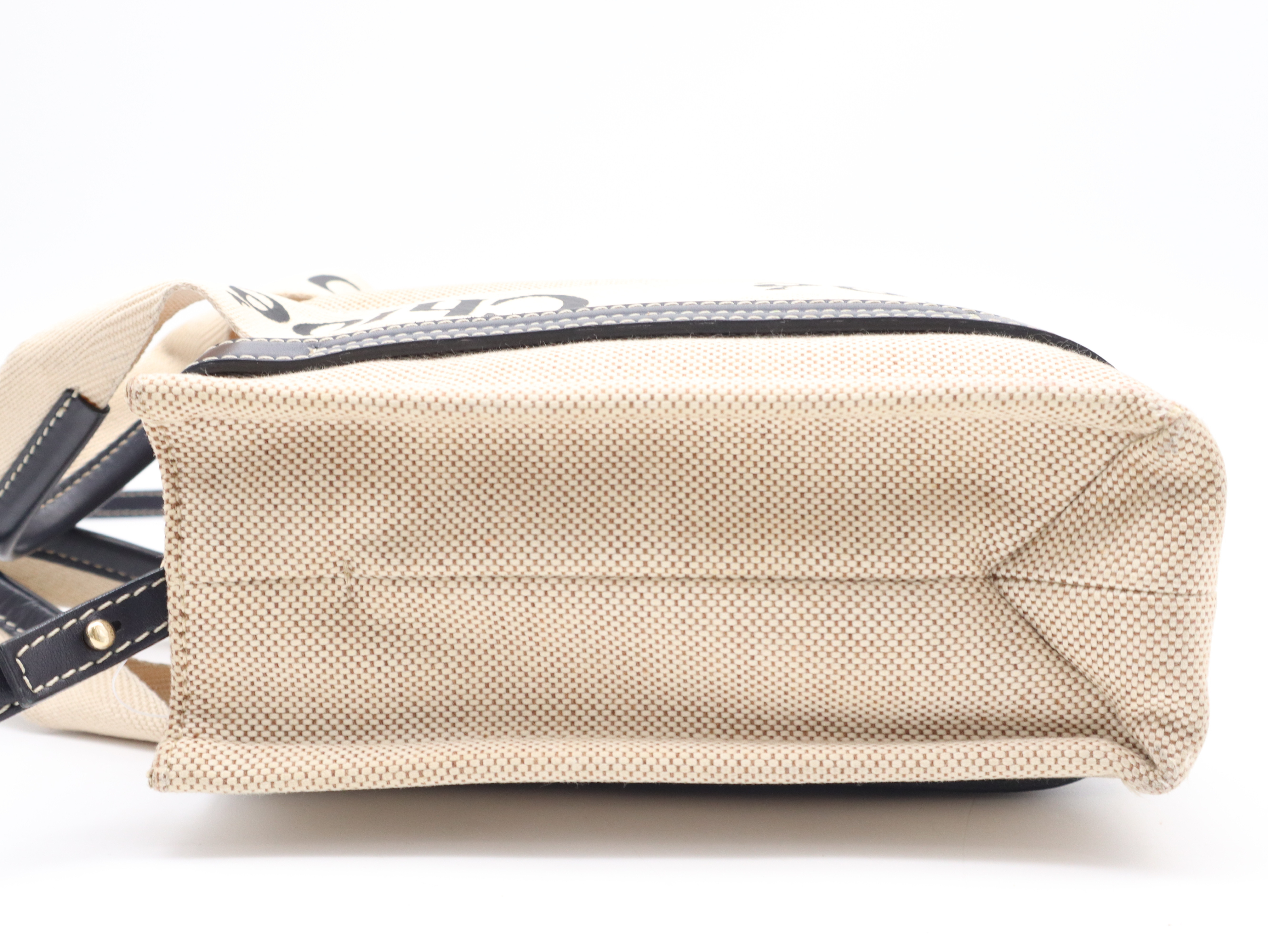 Woody 2-Way Handbag, Leather and Canvas, Beige Handbag — view 3