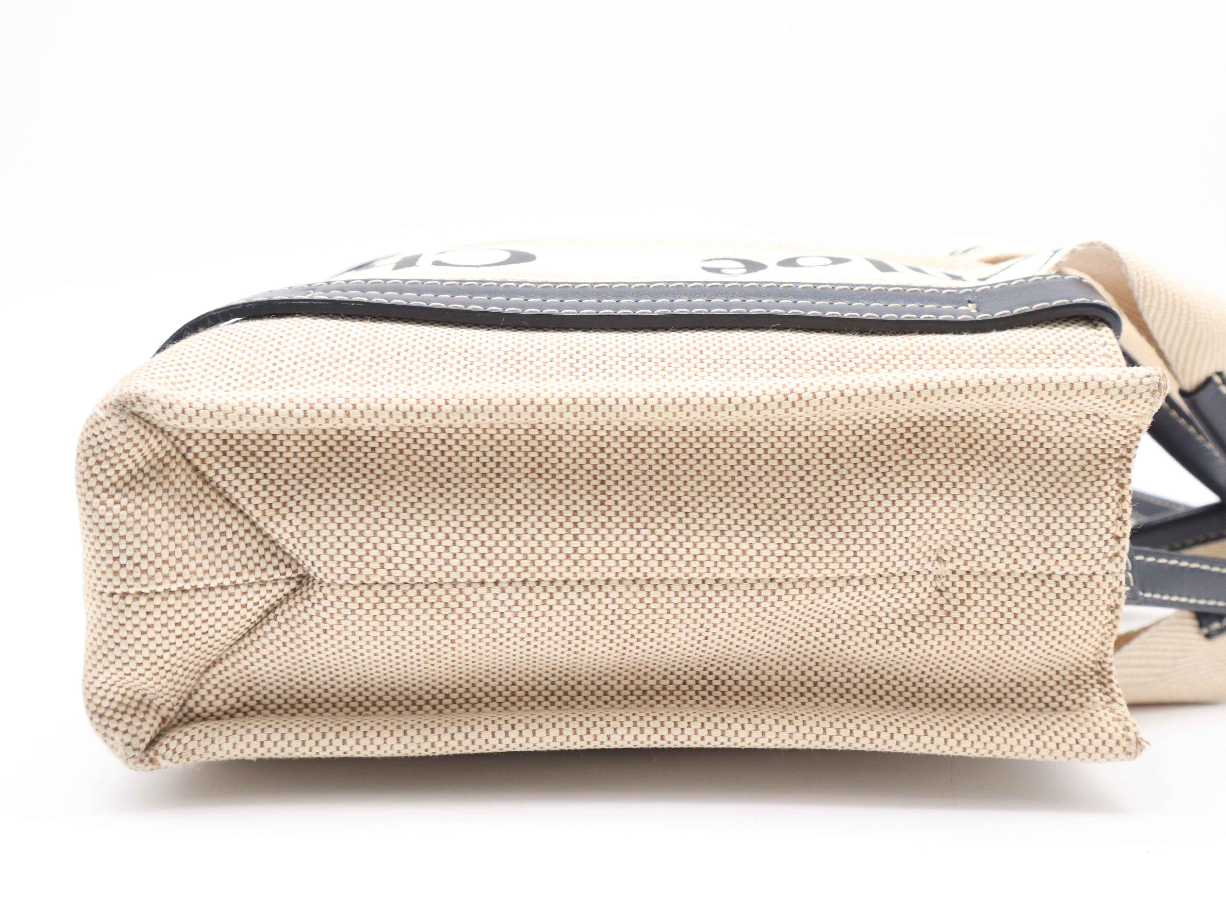 Woody 2-Way Handbag, Leather and Canvas, Beige Handbag — view 5