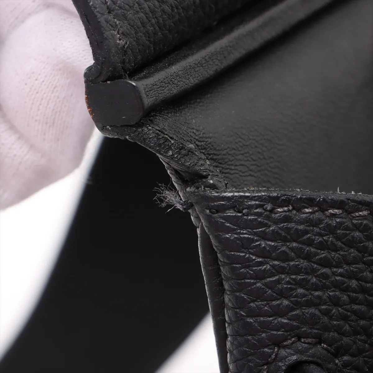 [Individually wrapped] Hermes Kelly Akkado PM Togo Black Silver Hardware Z:2021 Crochette string tear — view 12