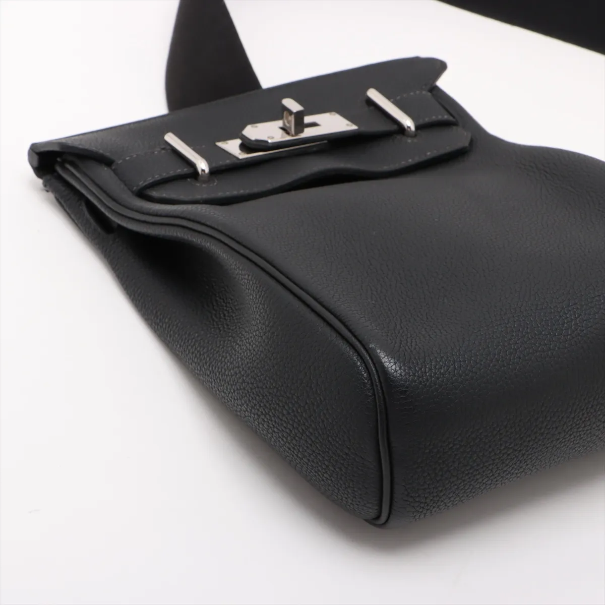 [Individually wrapped] Hermes Kelly Akkado PM Togo Black Silver Hardware Z:2021 Crochette string tear — view 4