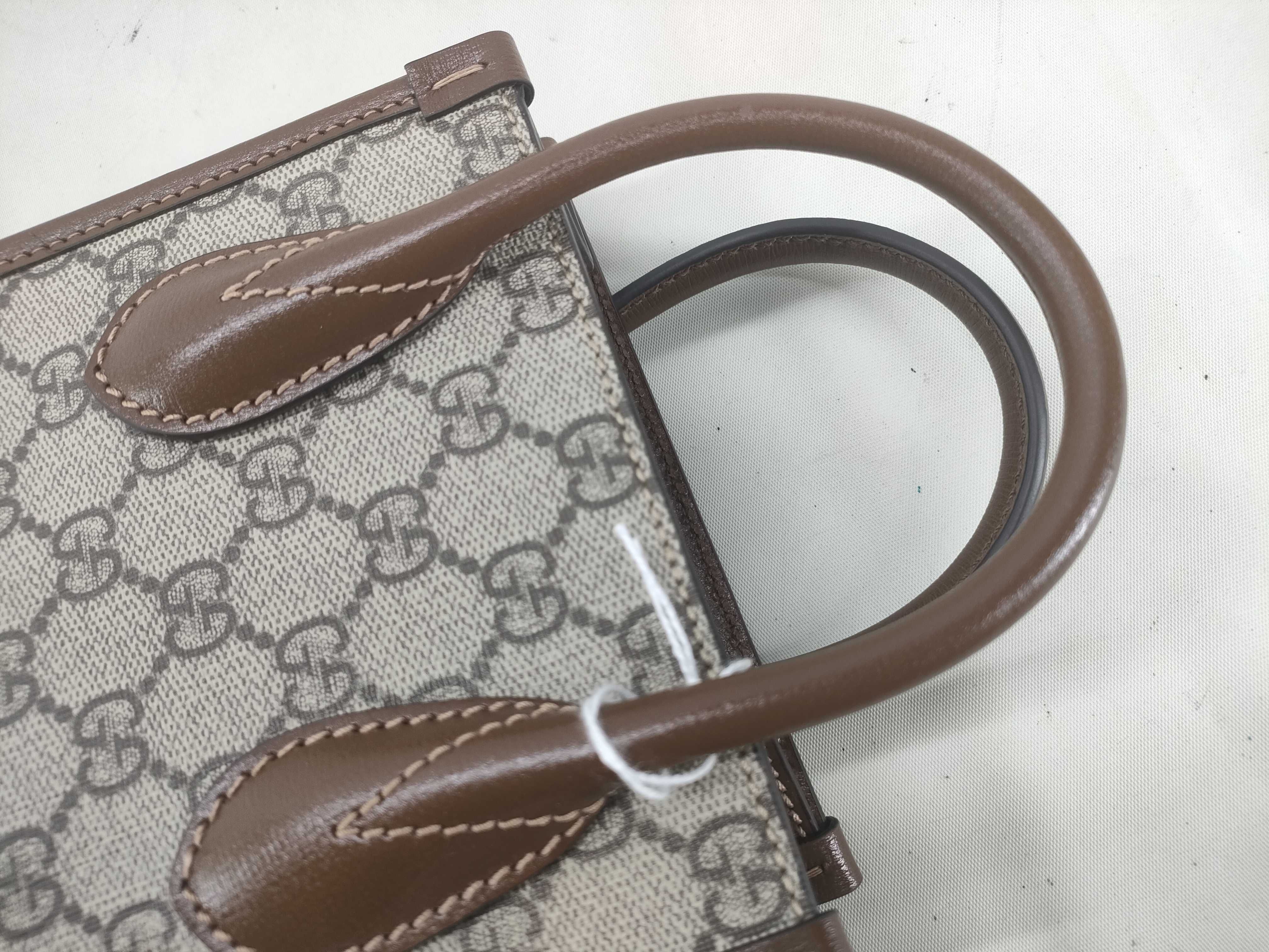 GG Supreme FR- GG Supreme PVC & leather 2-way Handbag Brown 671623 Handbag — view 5