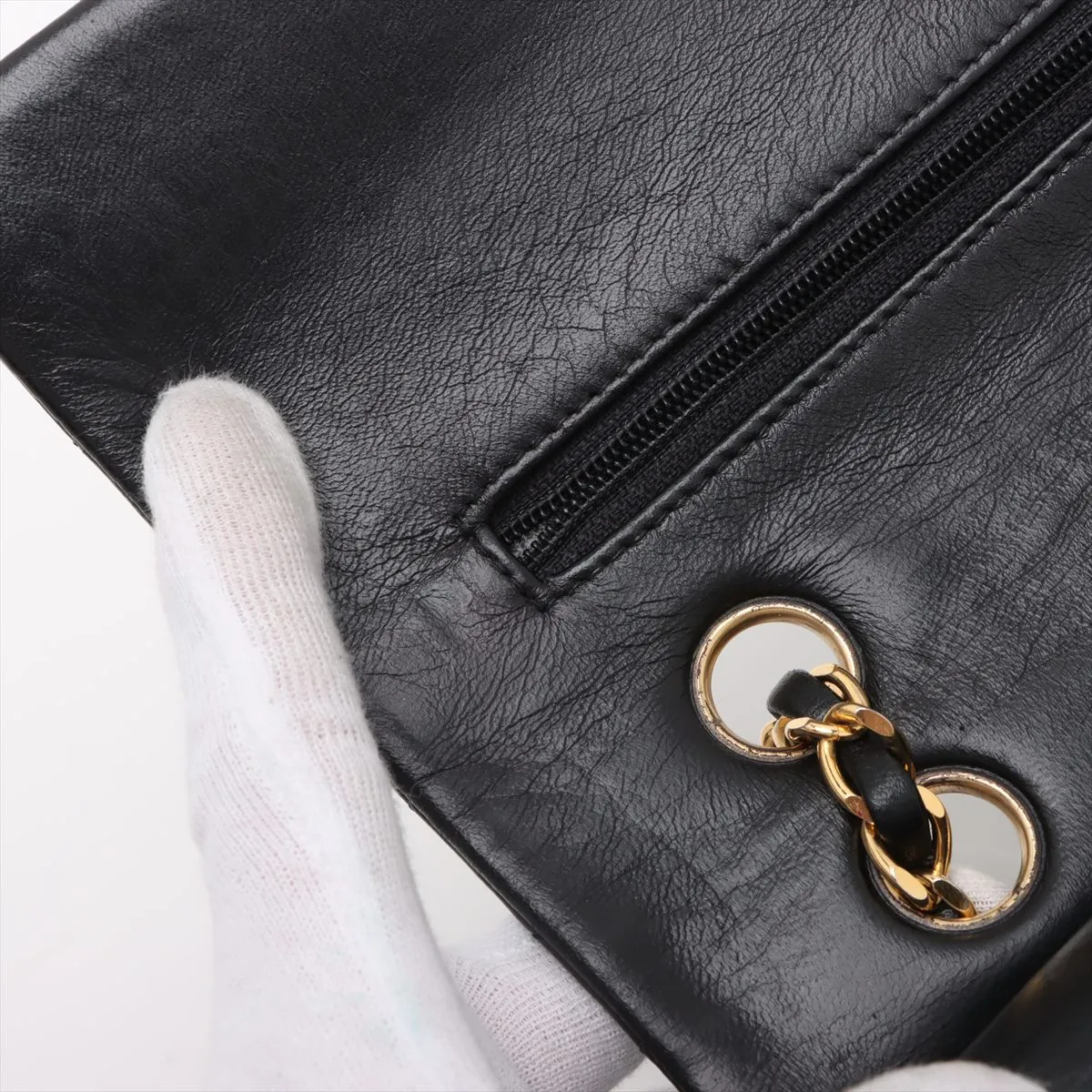 Matelasse 25 Lambskin Double Flap Double Chain Bag Black Gold Hardware 4886961 4th Series A01112 — view 12