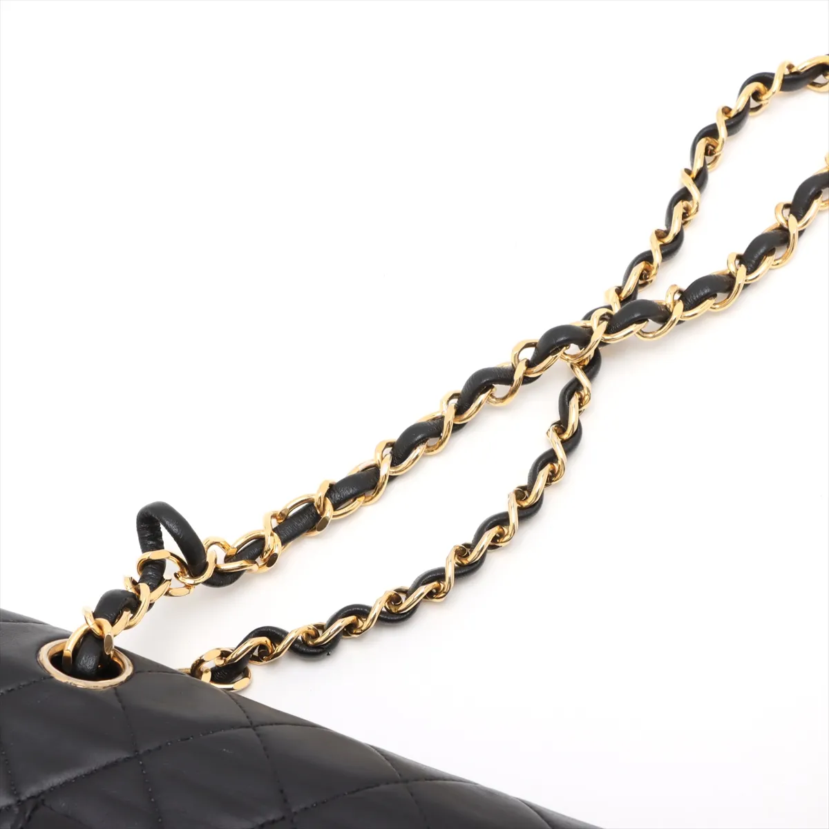 Matelasse 25 Lambskin Double Flap Double Chain Bag Black Gold Hardware 4886961 4th Series A01112 — view 14