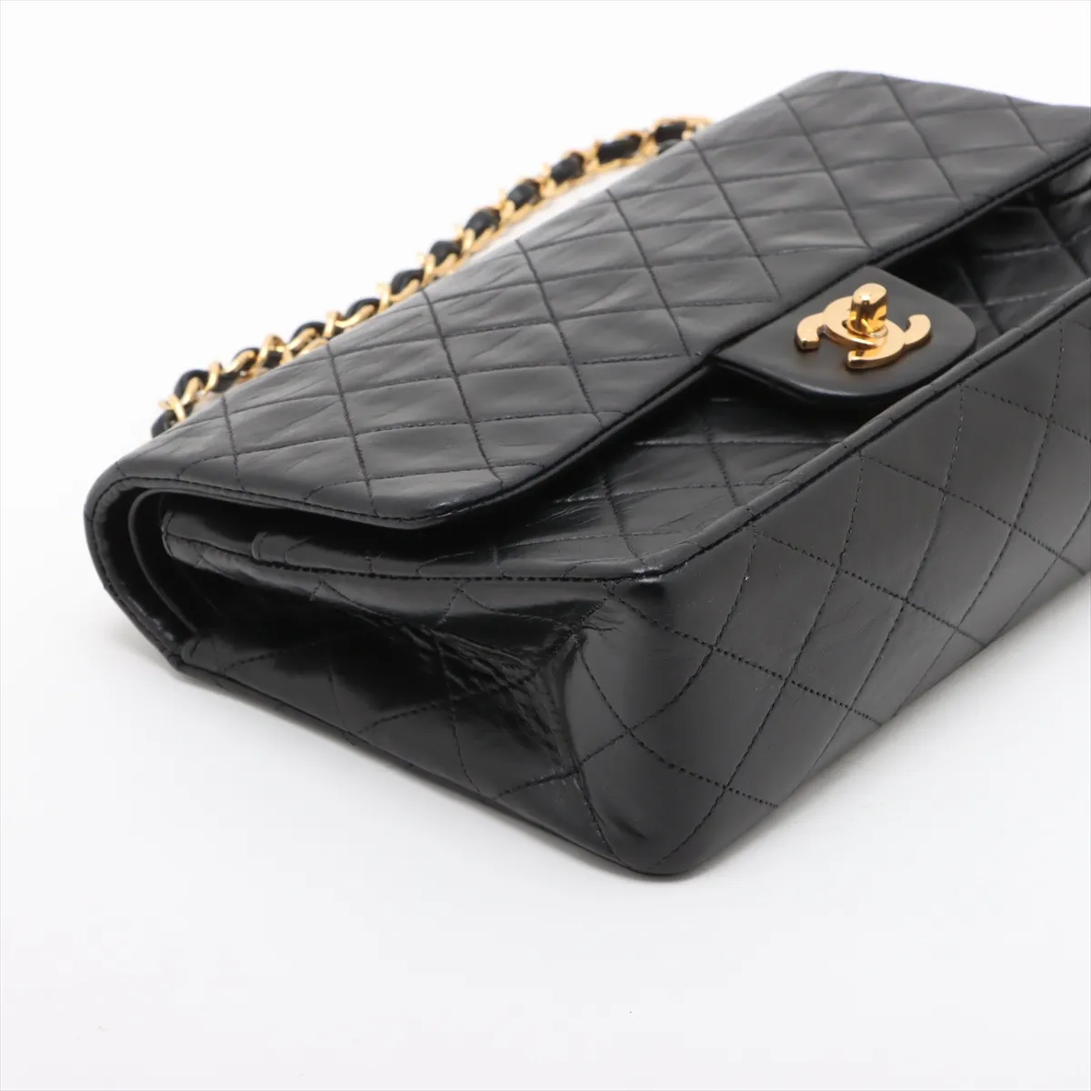 Matelasse 25 Lambskin Double Flap Double Chain Bag Black Gold Hardware 4886961 4th Series A01112 — view 4