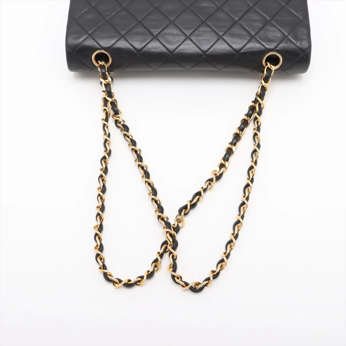 Matelasse 25 Lambskin Double Flap Double Chain Bag Black Gold Hardware 4886961 4th Series A01112 — view 5