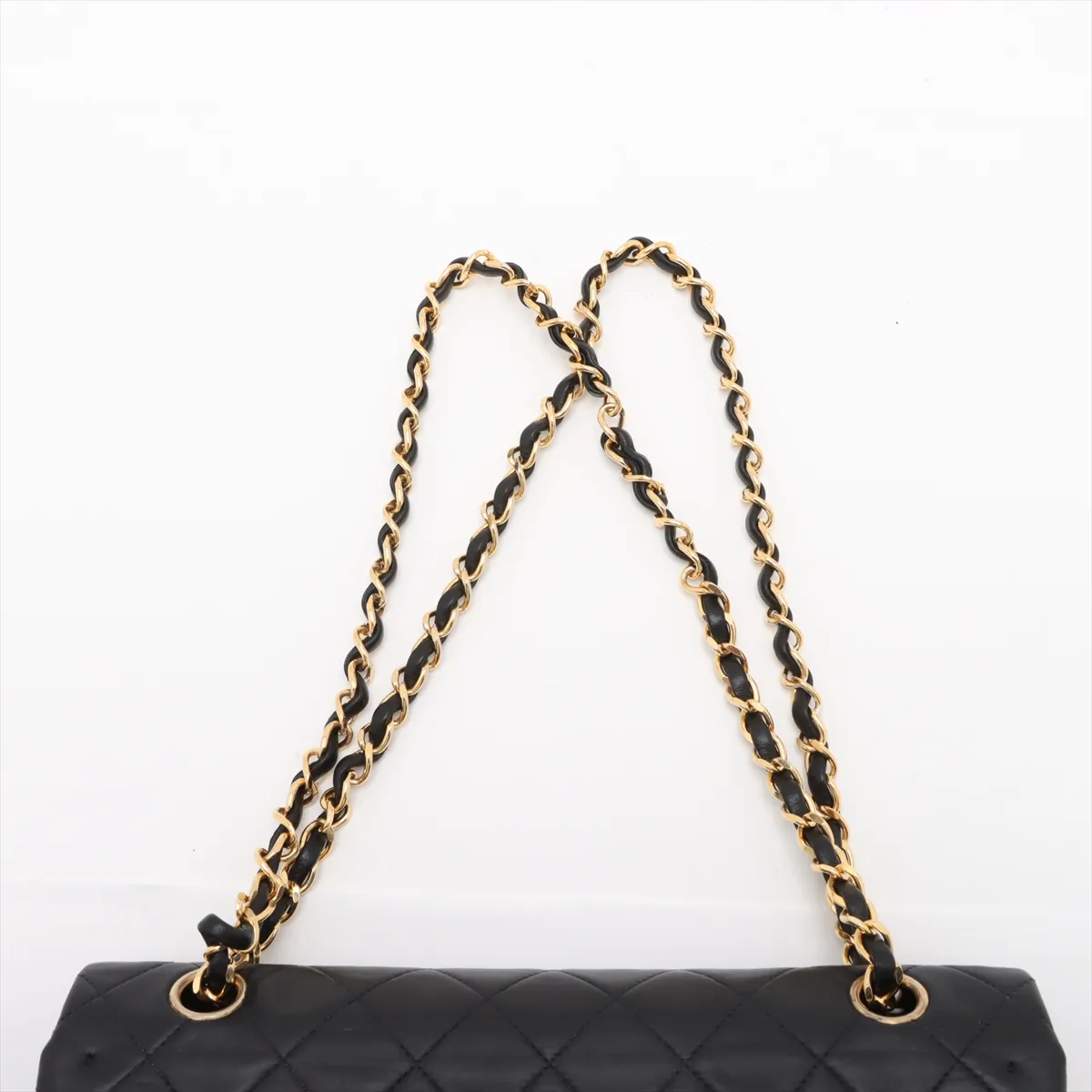 Matelasse 25 Lambskin Double Flap Double Chain Bag Black Gold Hardware 4886961 4th Series A01112 — view 6