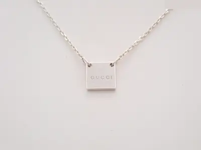 Logo plate necklace, 925 silver, 5.8g, neck circumference approximately 47cm