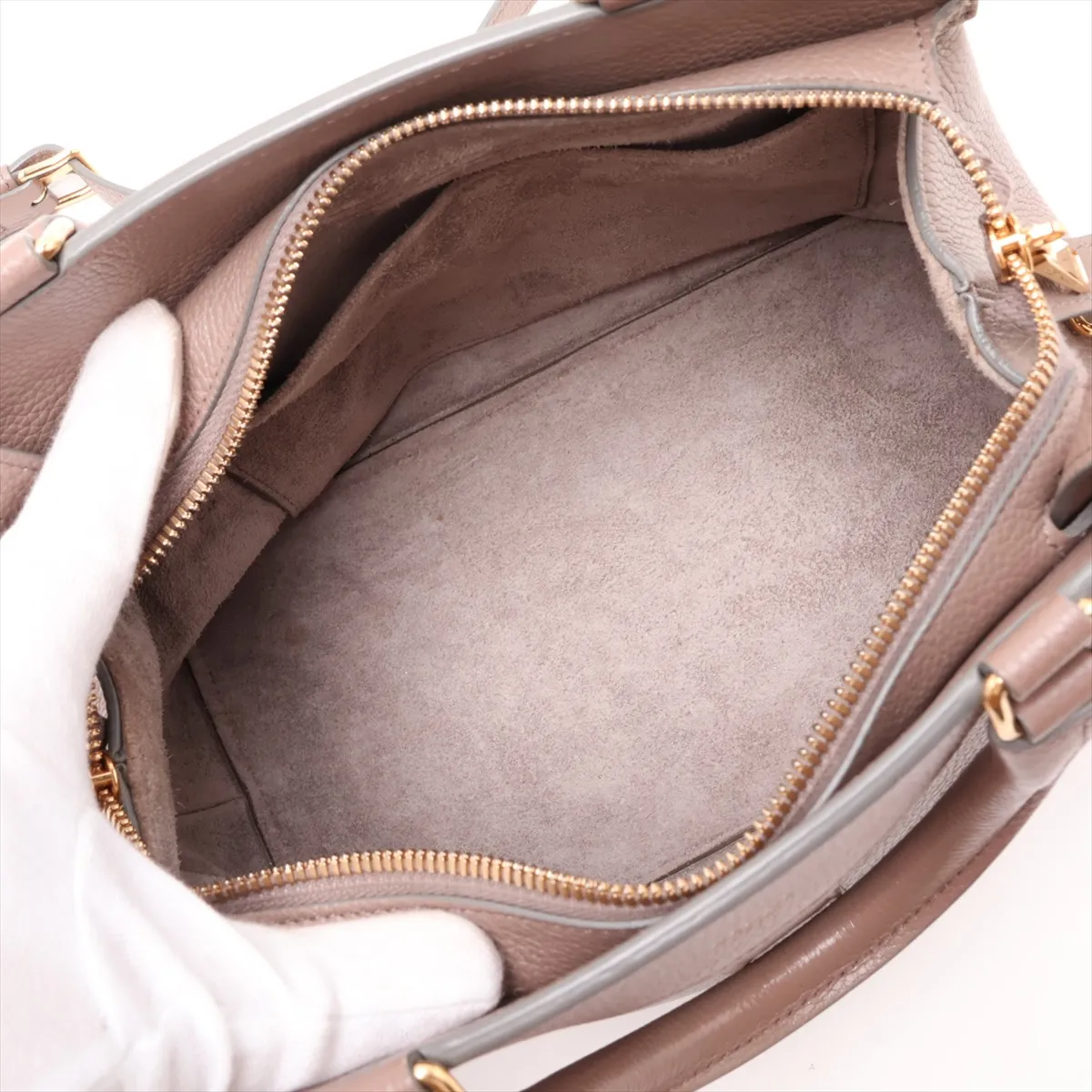 Small Cabas de France Leather 2-Way Handbag, Beige — view 8