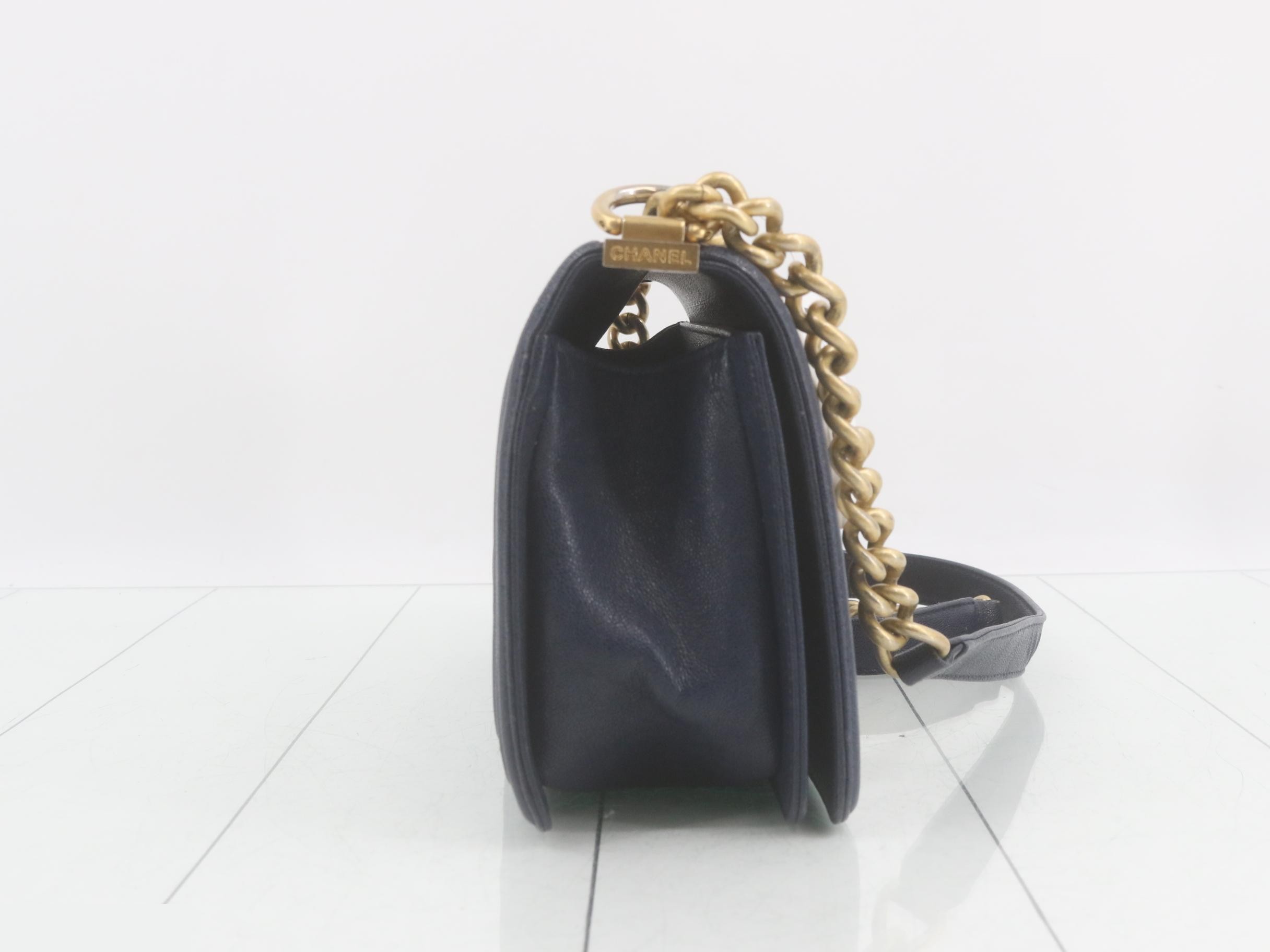 Caviar Skin Boy Chanel Chain Shoulder Bag — view 4