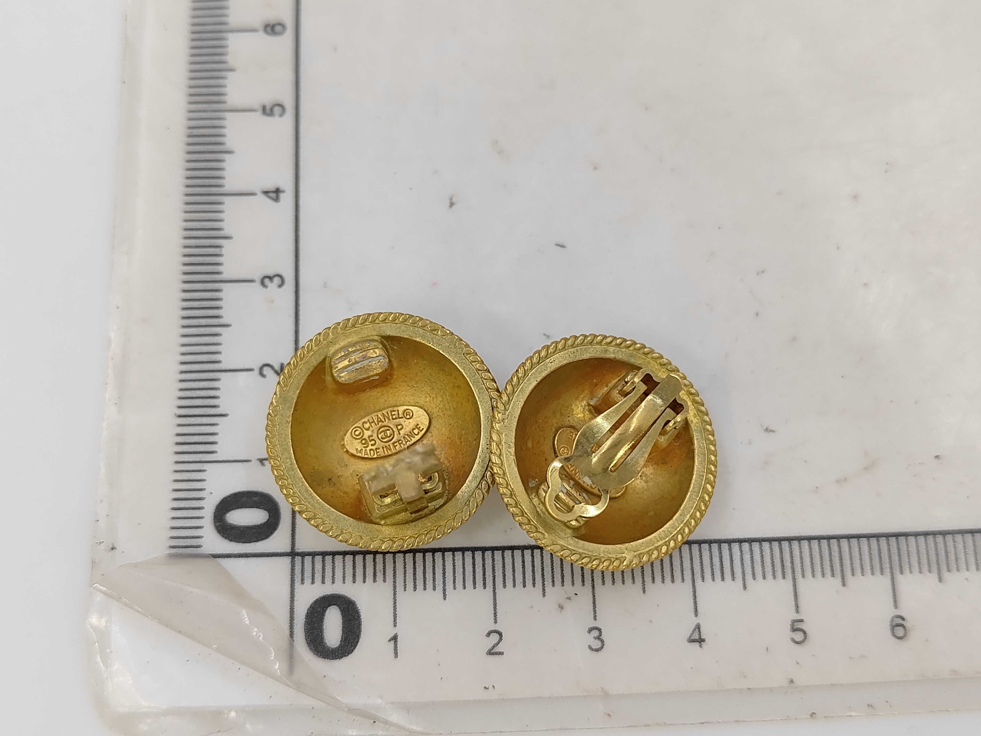 Gold Plated Vintage Coco Mark Earrings — view 6