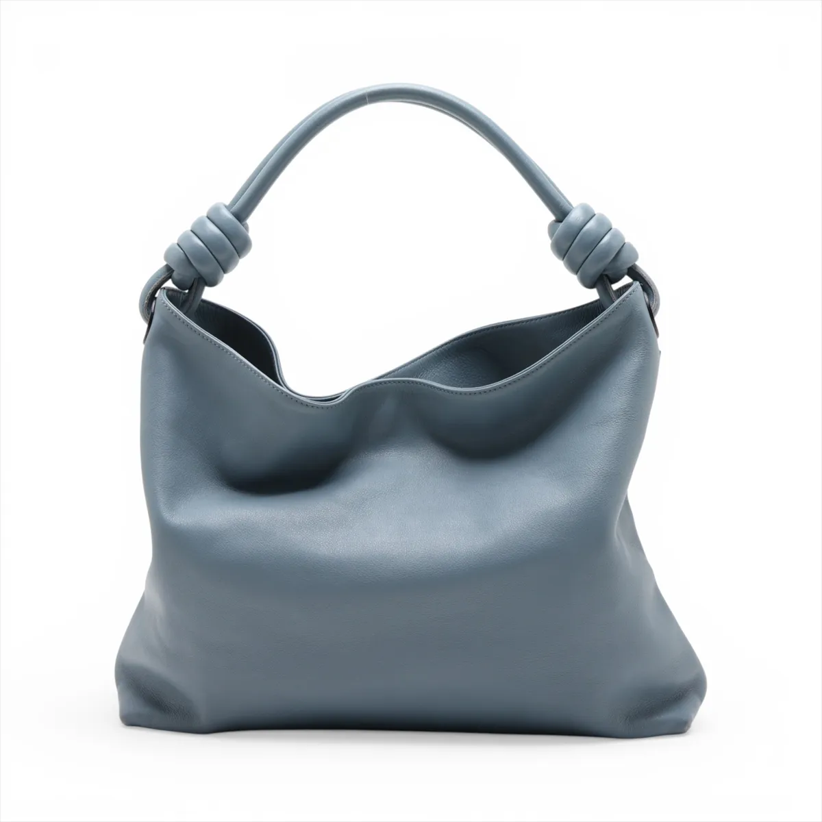 Flamenco Hobo Leather Shoulder Bag, Blue — view 2
