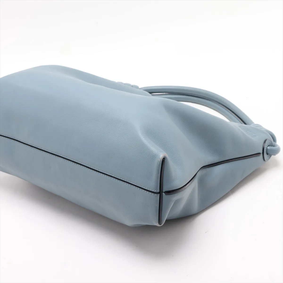 Flamenco Hobo Leather Shoulder Bag, Blue — view 3