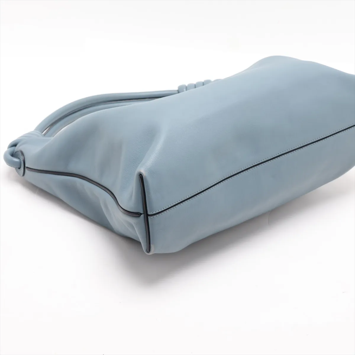 Flamenco Hobo Leather Shoulder Bag, Blue — view 4