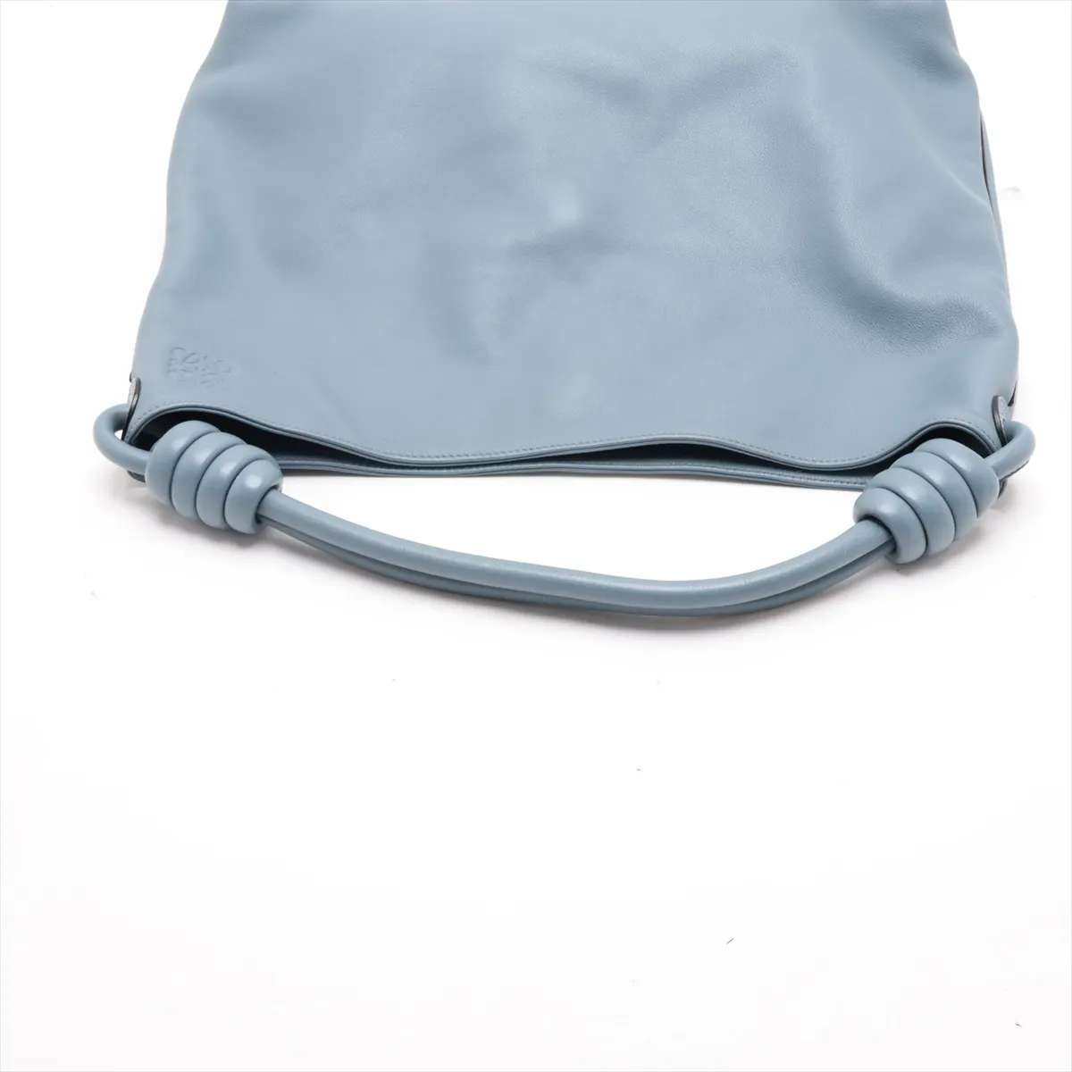 Flamenco Hobo Leather Shoulder Bag, Blue — view 5
