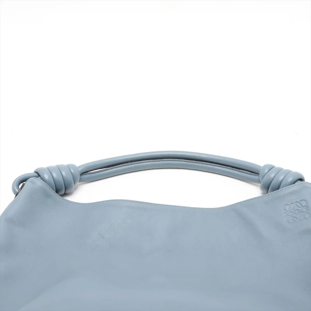 Flamenco Hobo Leather Shoulder Bag, Blue — view 6