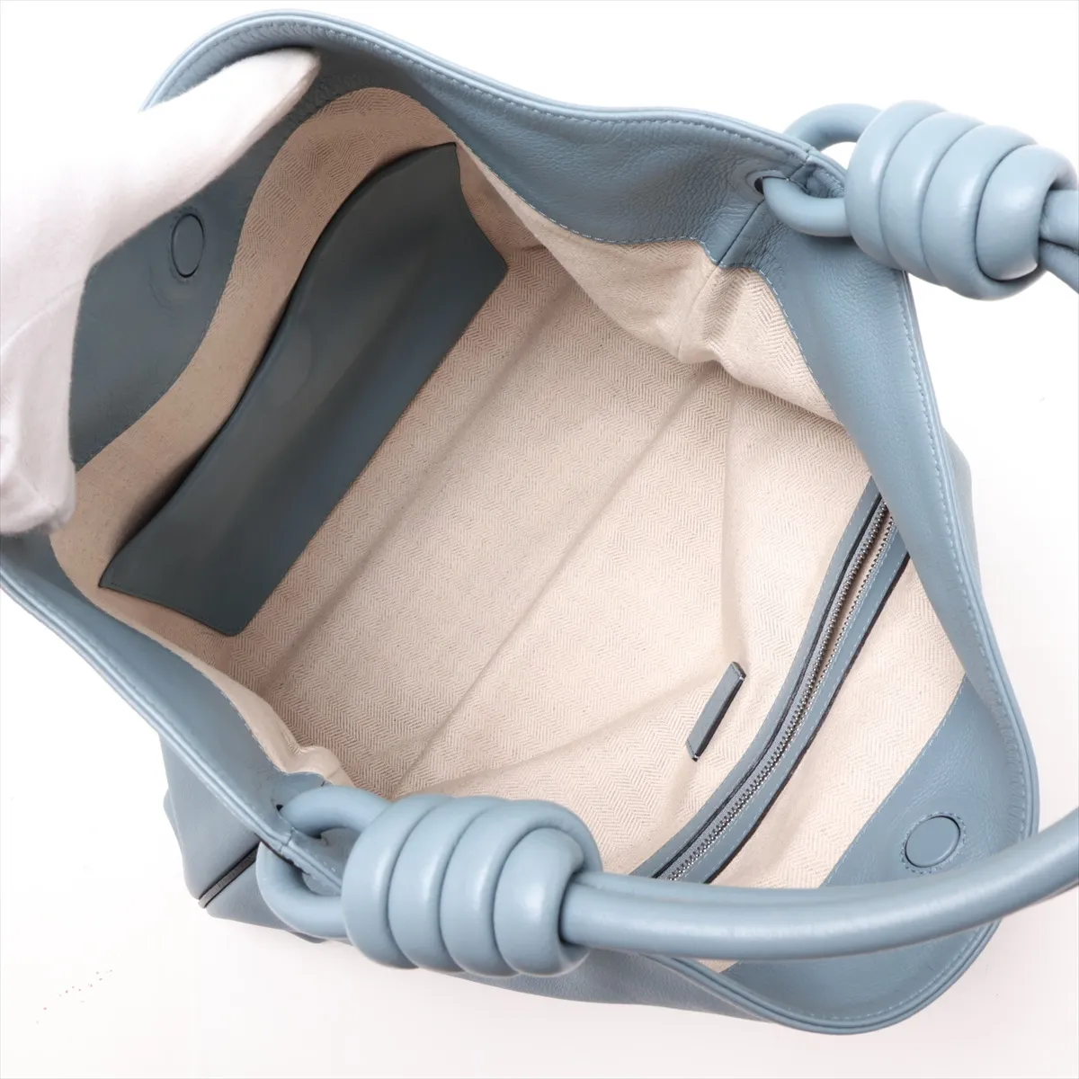 Flamenco Hobo Leather Shoulder Bag, Blue — view 7