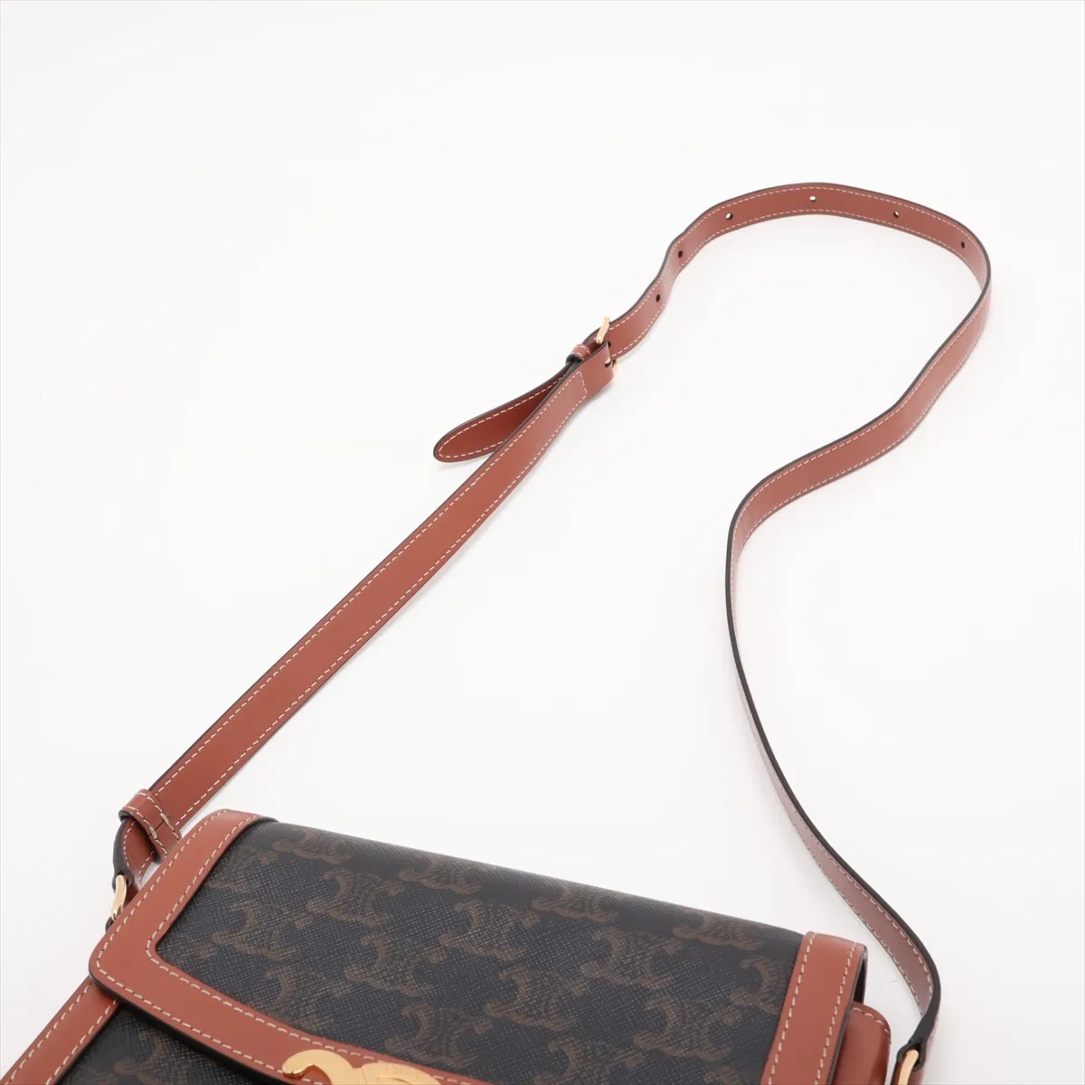 Triomphe Teen PVC x Leather Shoulder Bag Brown x Black — view 5