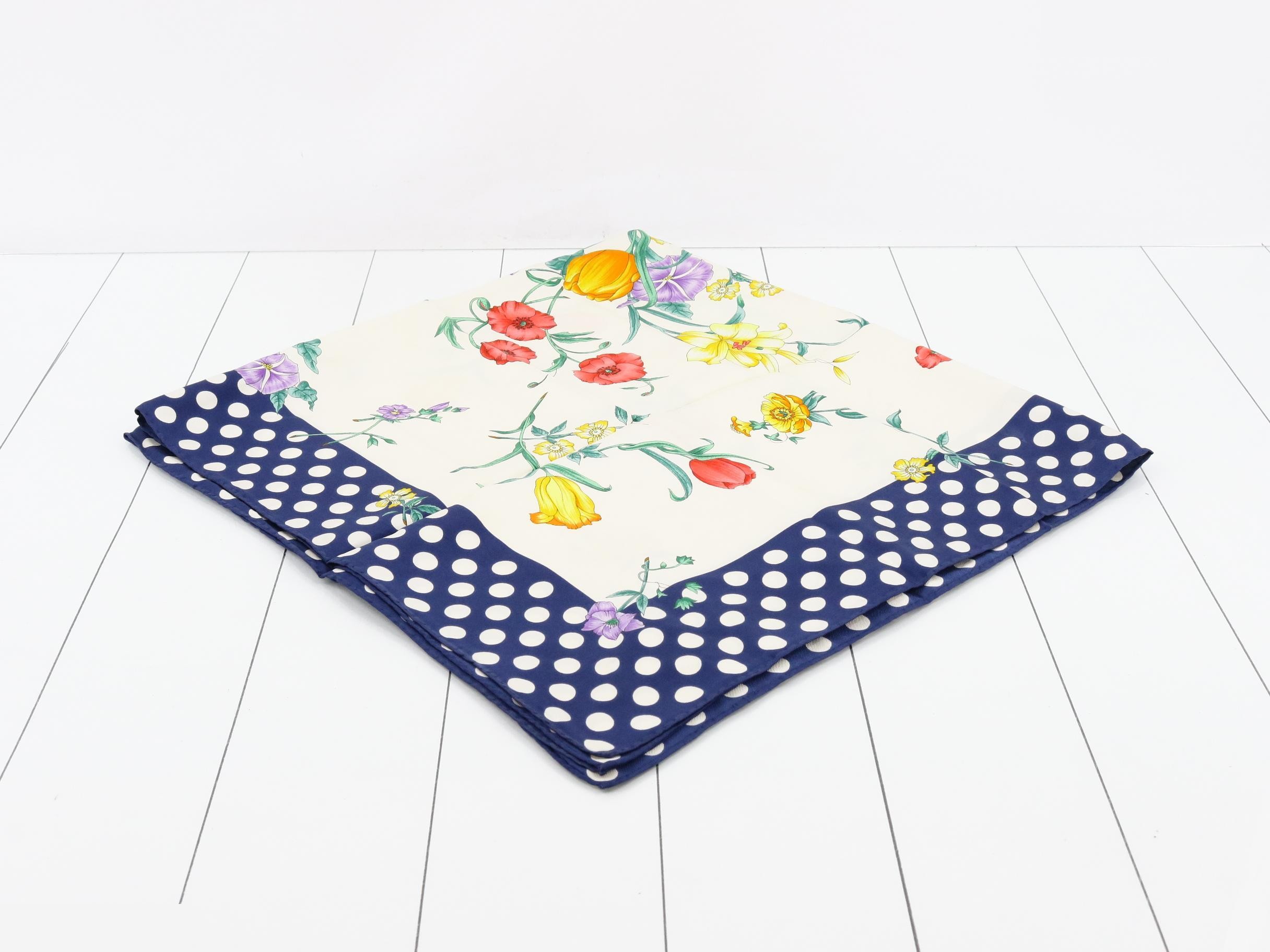 silk scarf, floral polka dot pattern — view 2