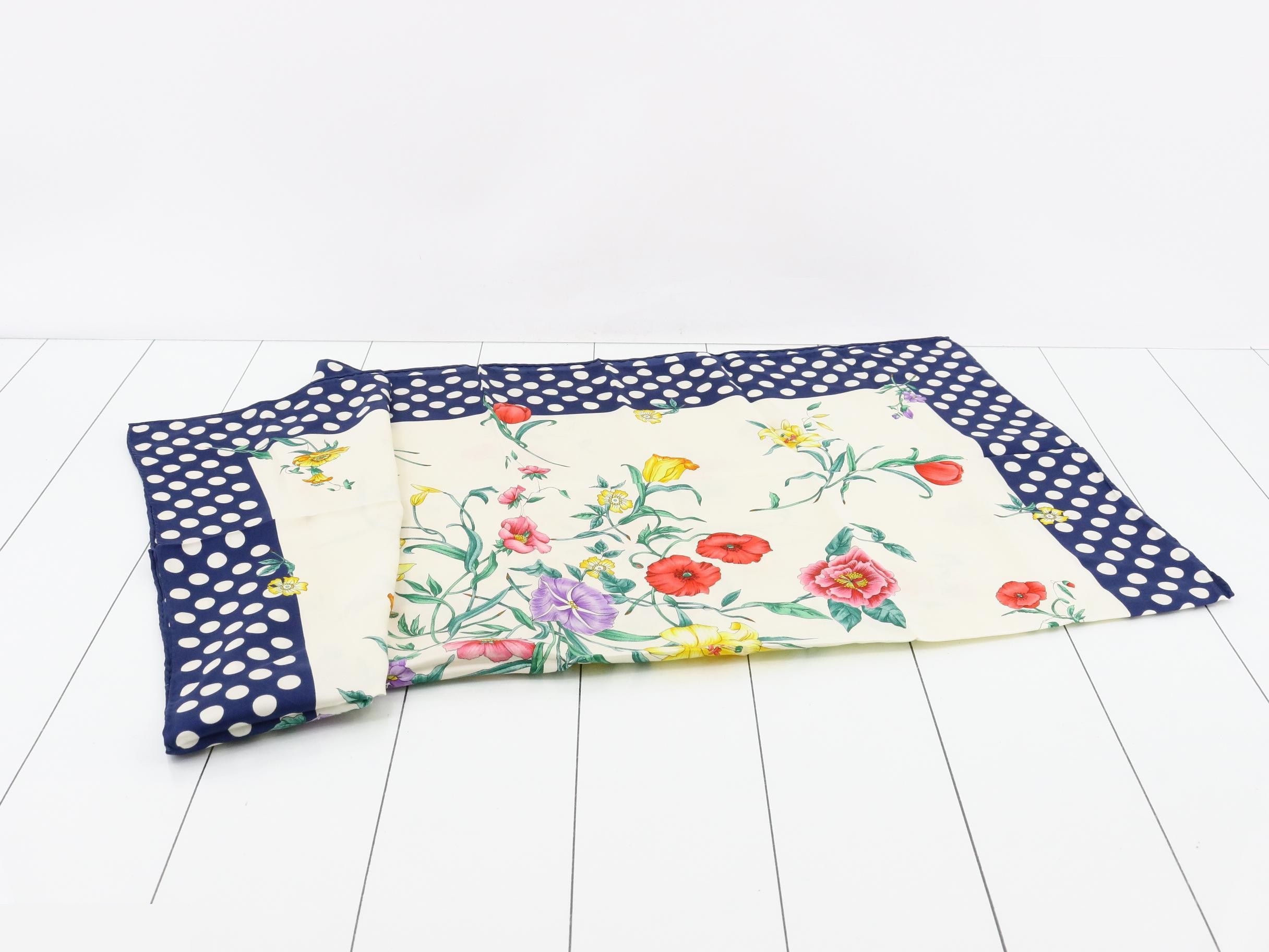 silk scarf, floral polka dot pattern — view 3